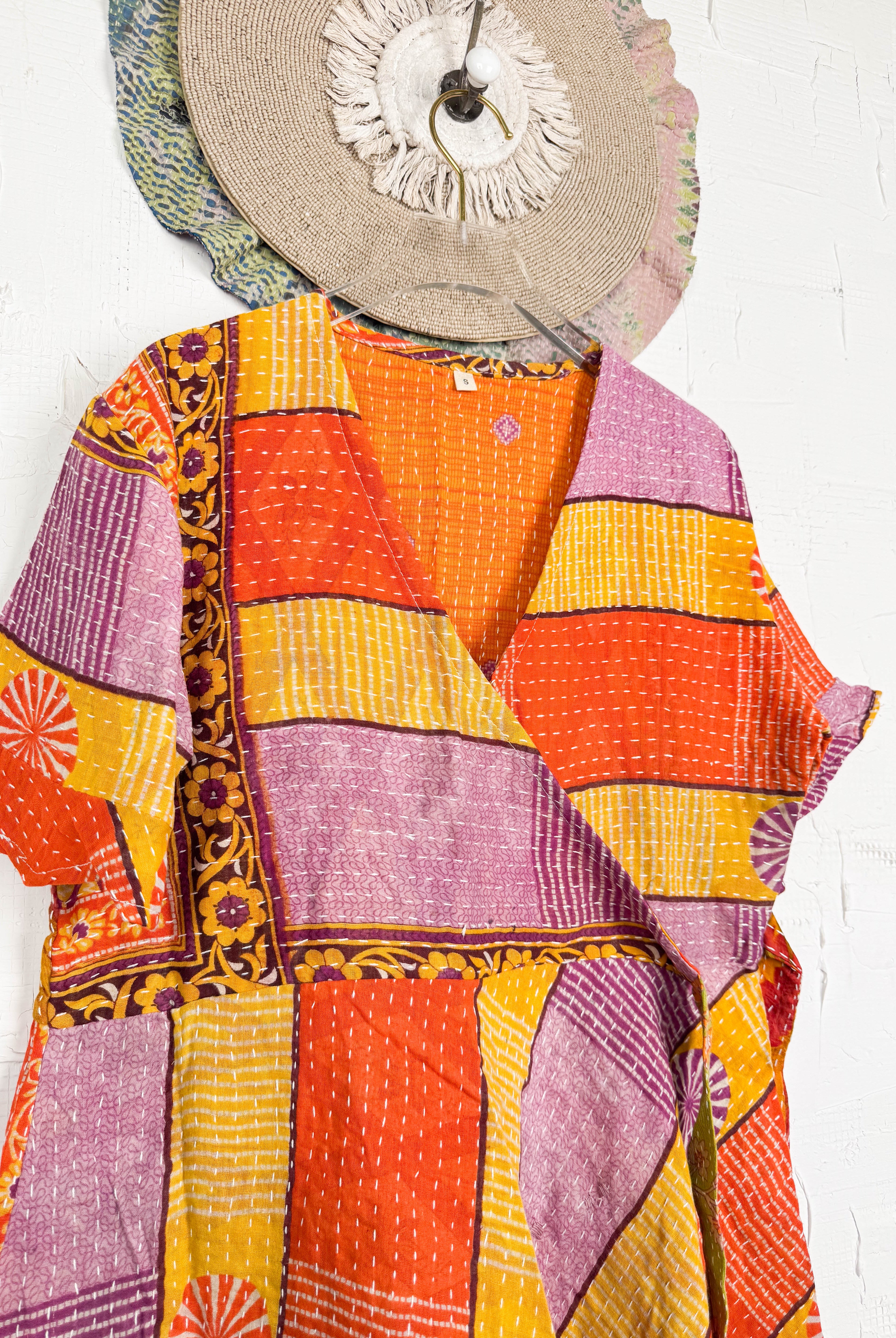 Mid-length Kantha dress - Love Protect Sustain