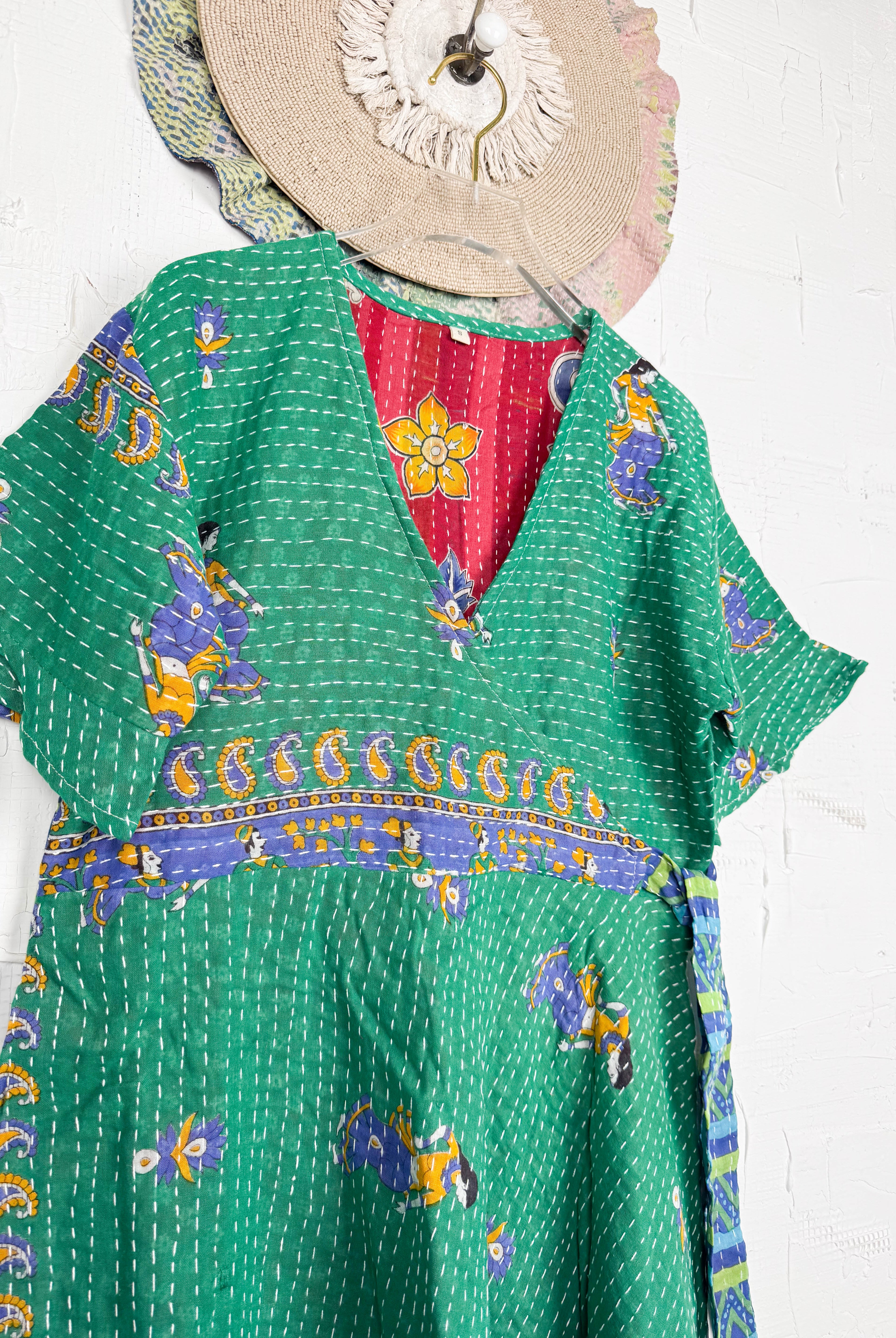 Mid-length Kantha dress - Love Protect Sustain