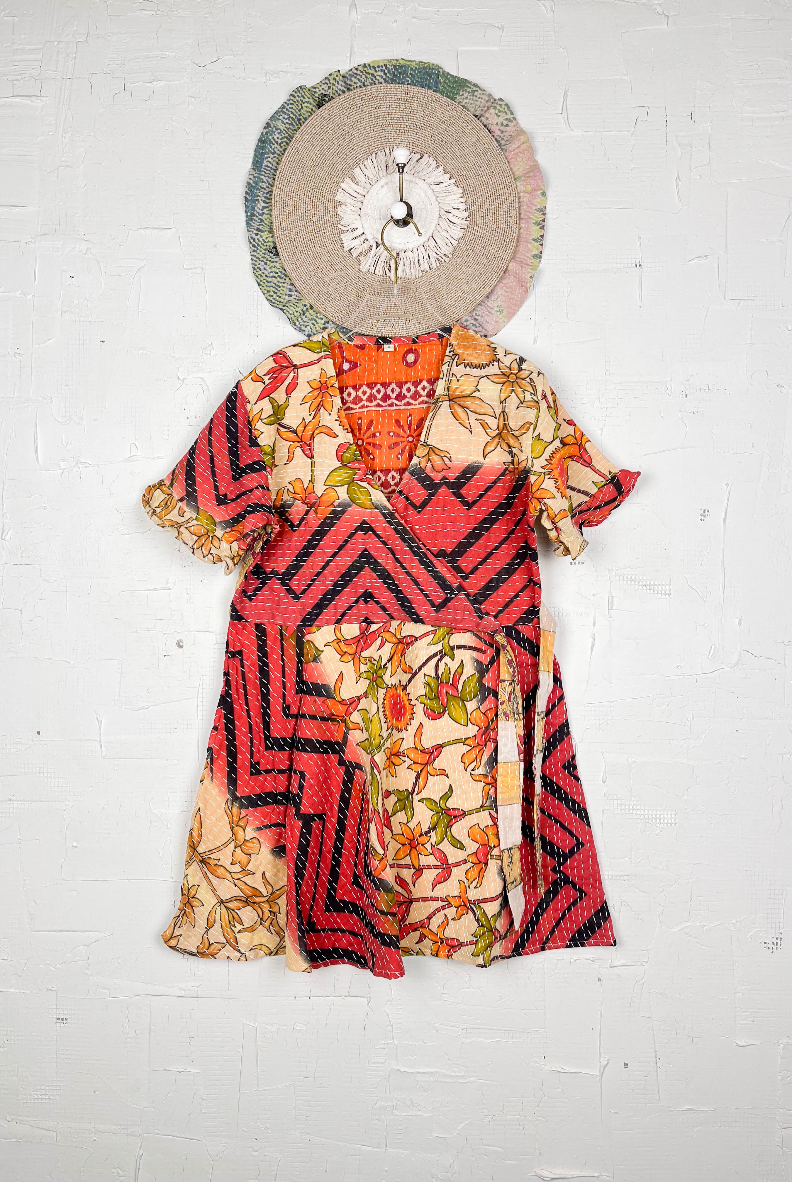 Mid-length Kantha dress - Love Protect Sustain