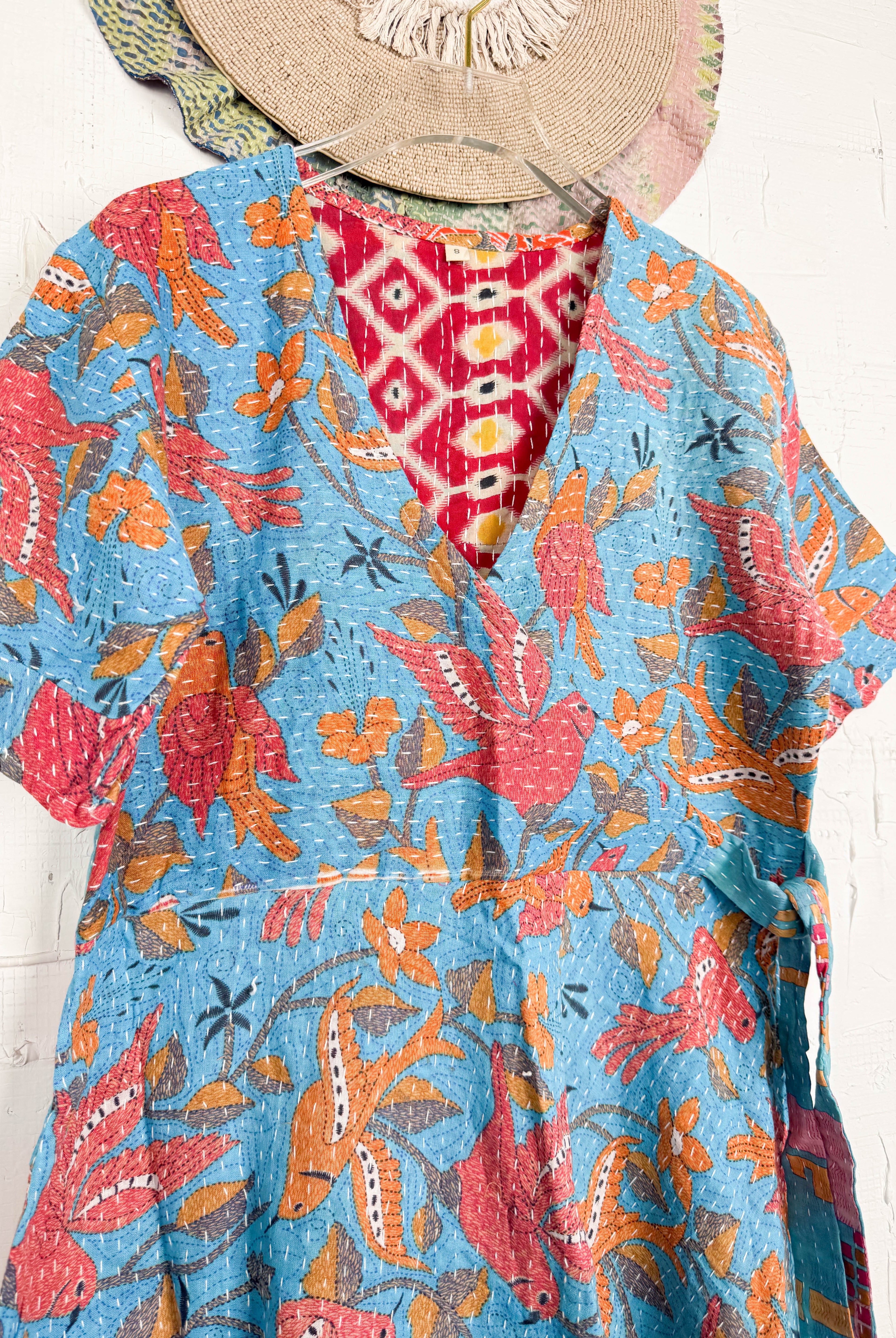 Mid-length Kantha dress - Love Protect Sustain