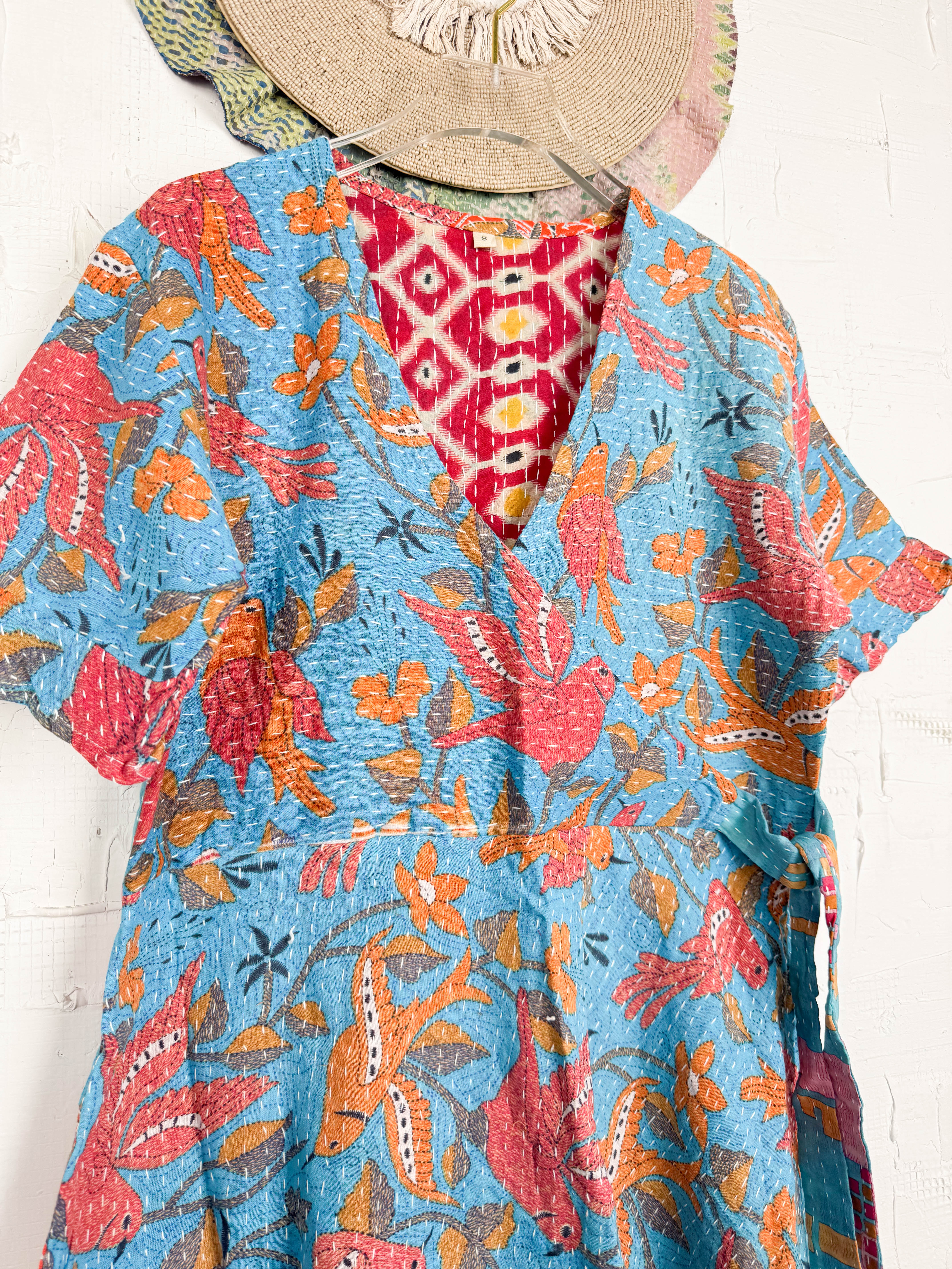Mid-length Kantha dress - Love Protect Sustain
