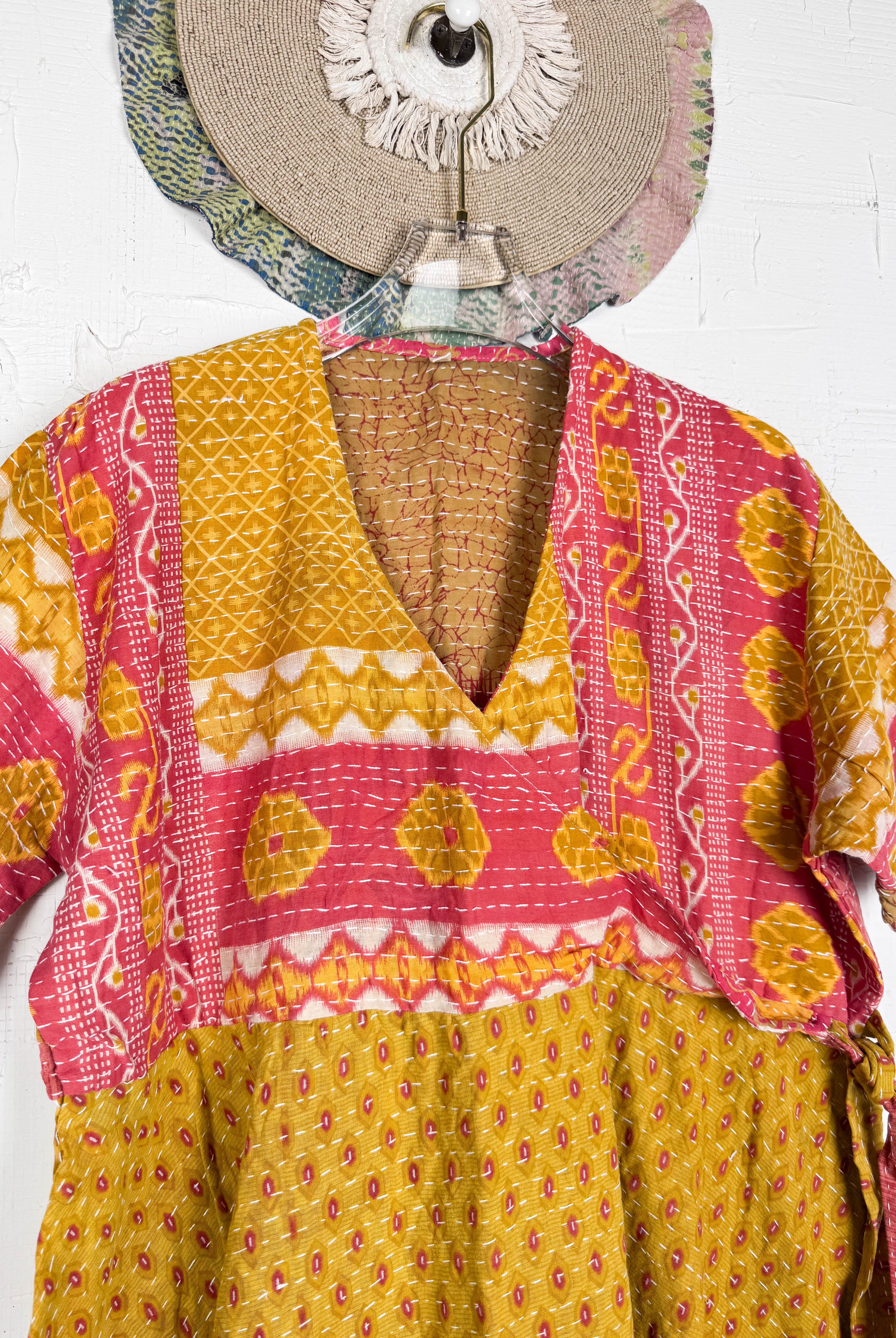 Mid-length Kantha dress - Love Protect Sustain