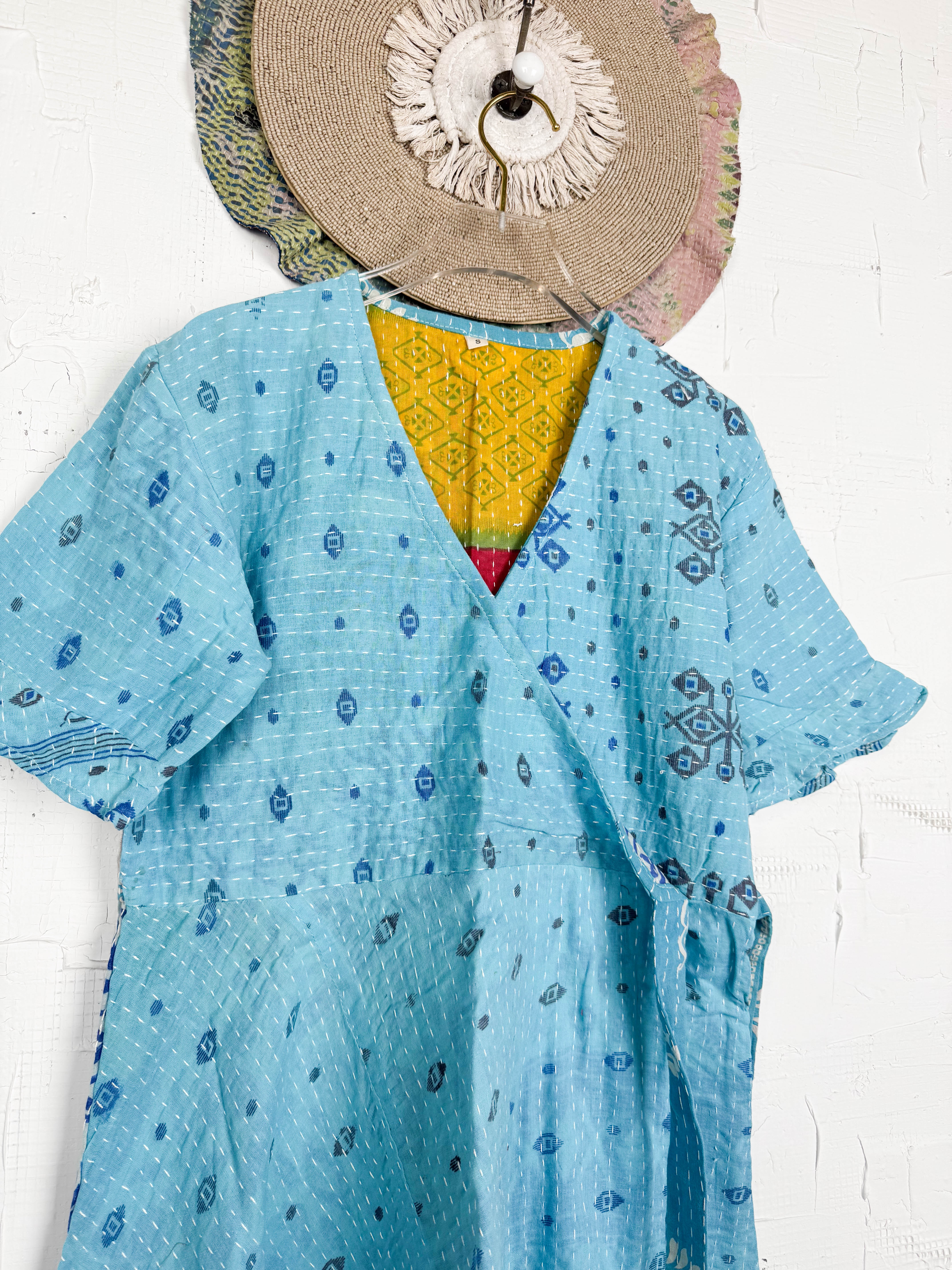Mid-length Kantha dress - Love Protect Sustain