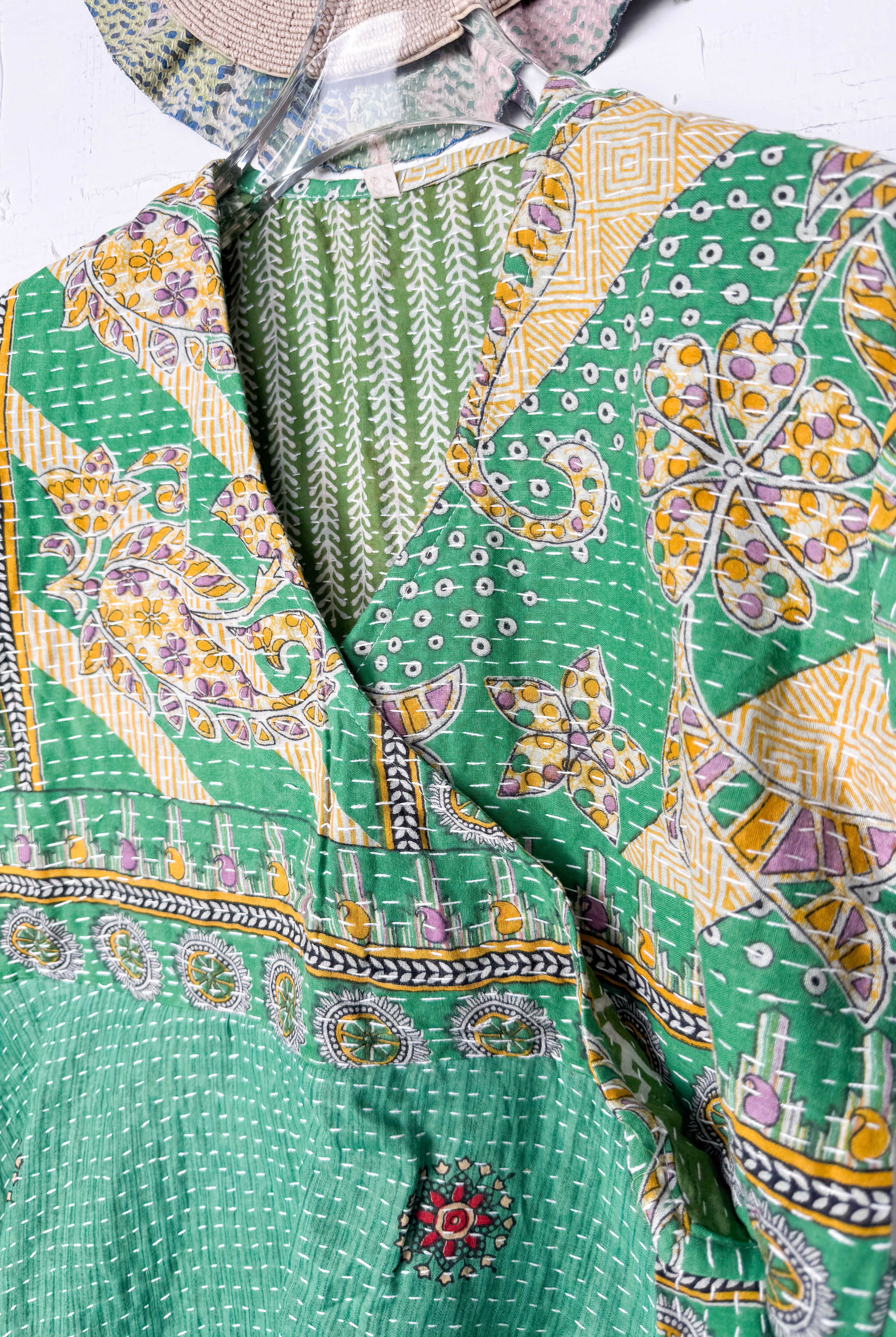 Mid-length Kantha dress - Love Protect Sustain
