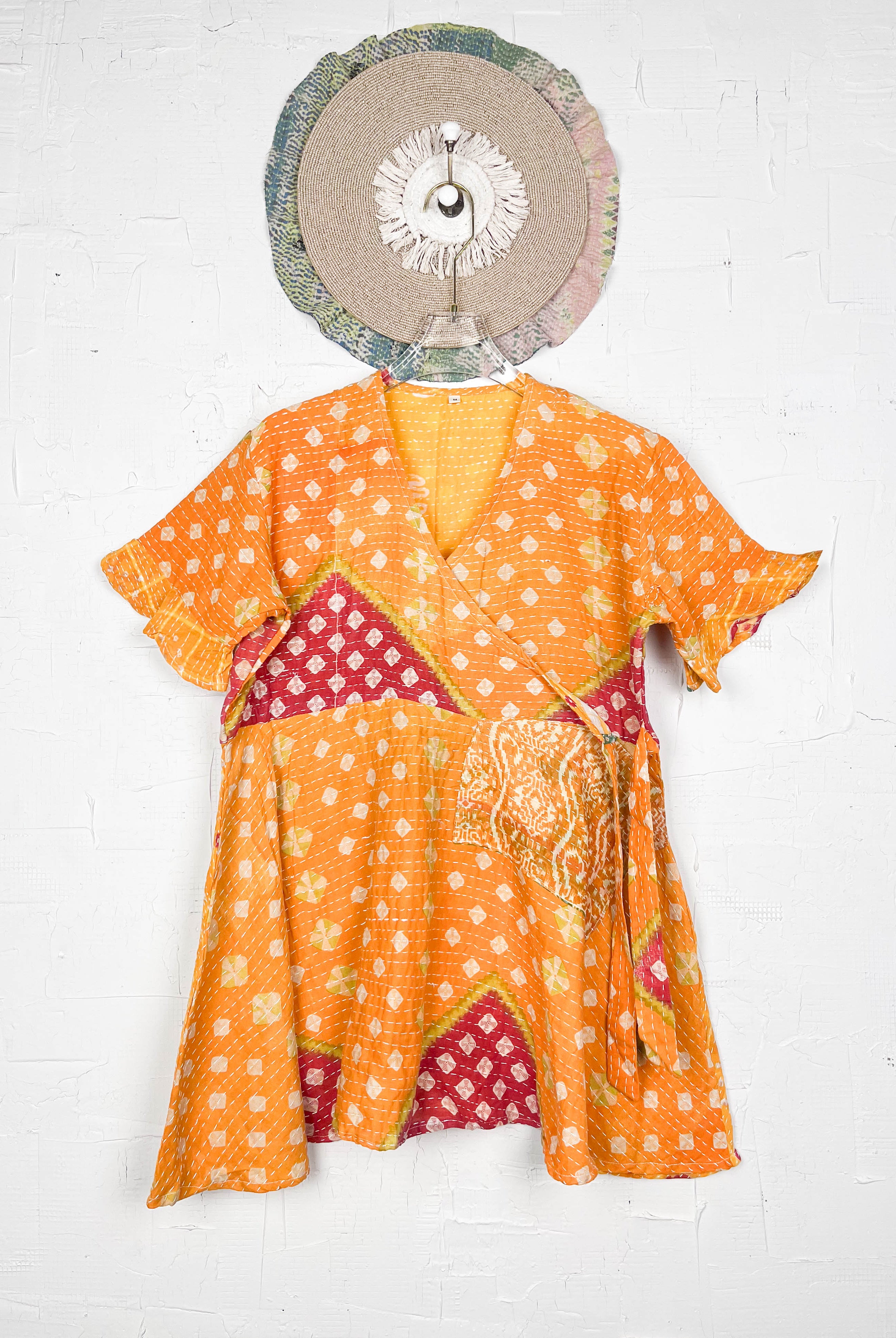 Mid-length Kantha dress - Love Protect Sustain