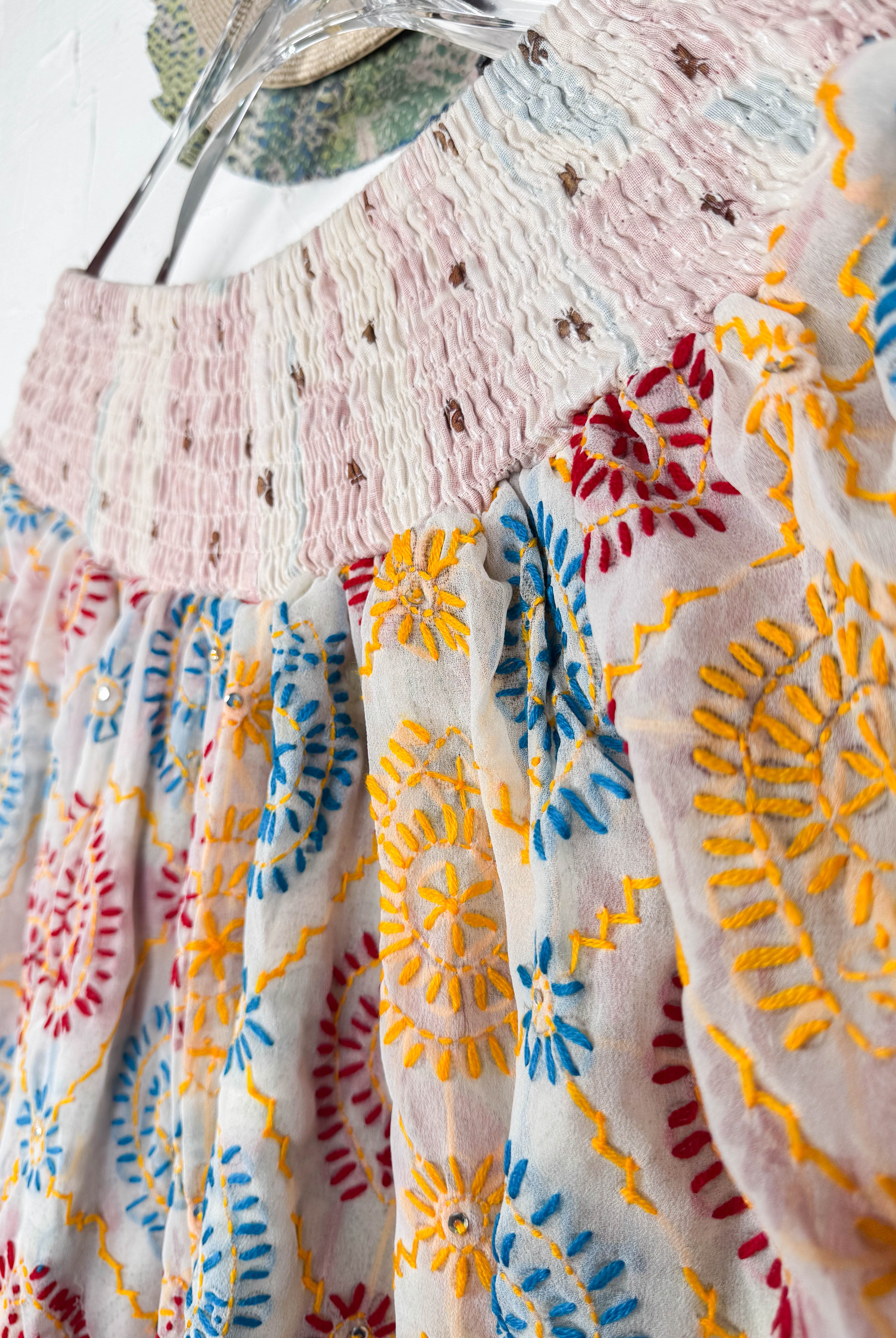 Mindful movement embroidered pants- Love Protect Sustain