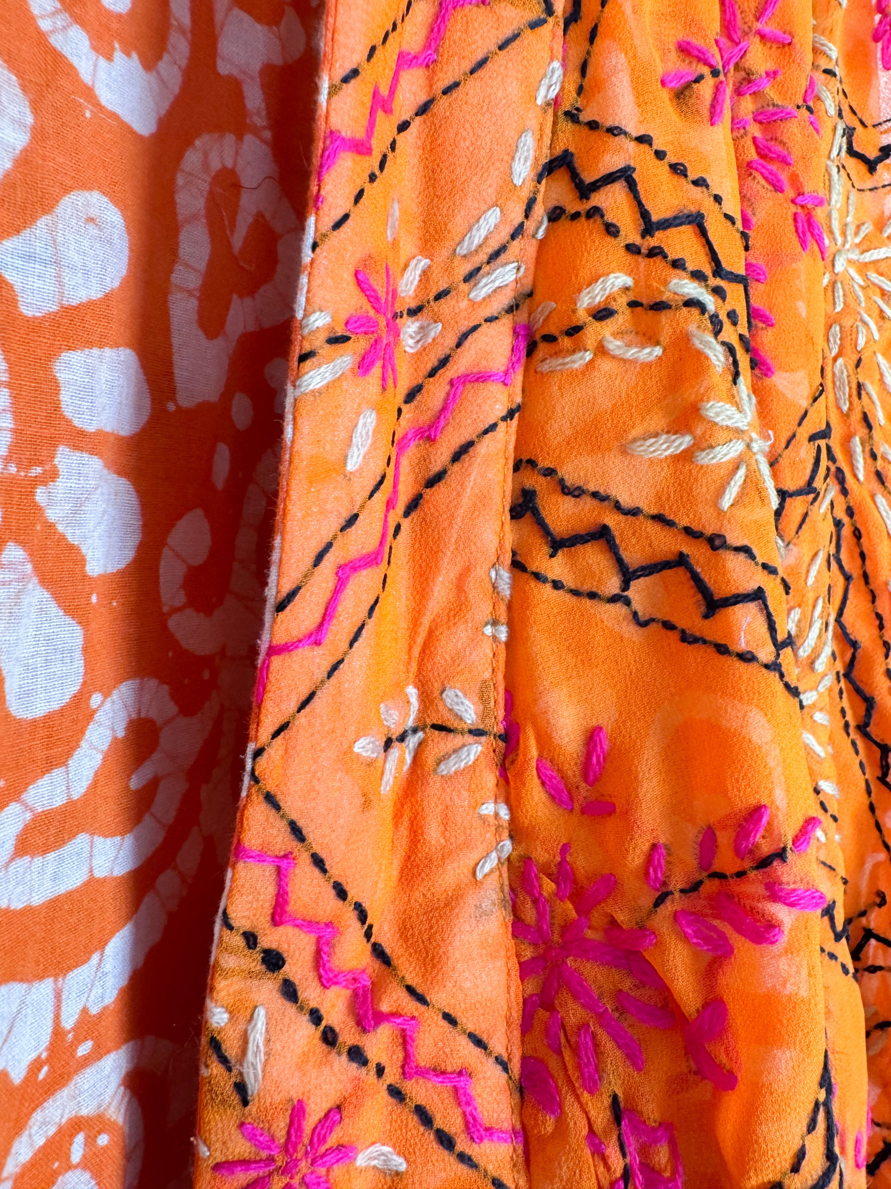 Orange Floral Robe - Love Protect Sustain