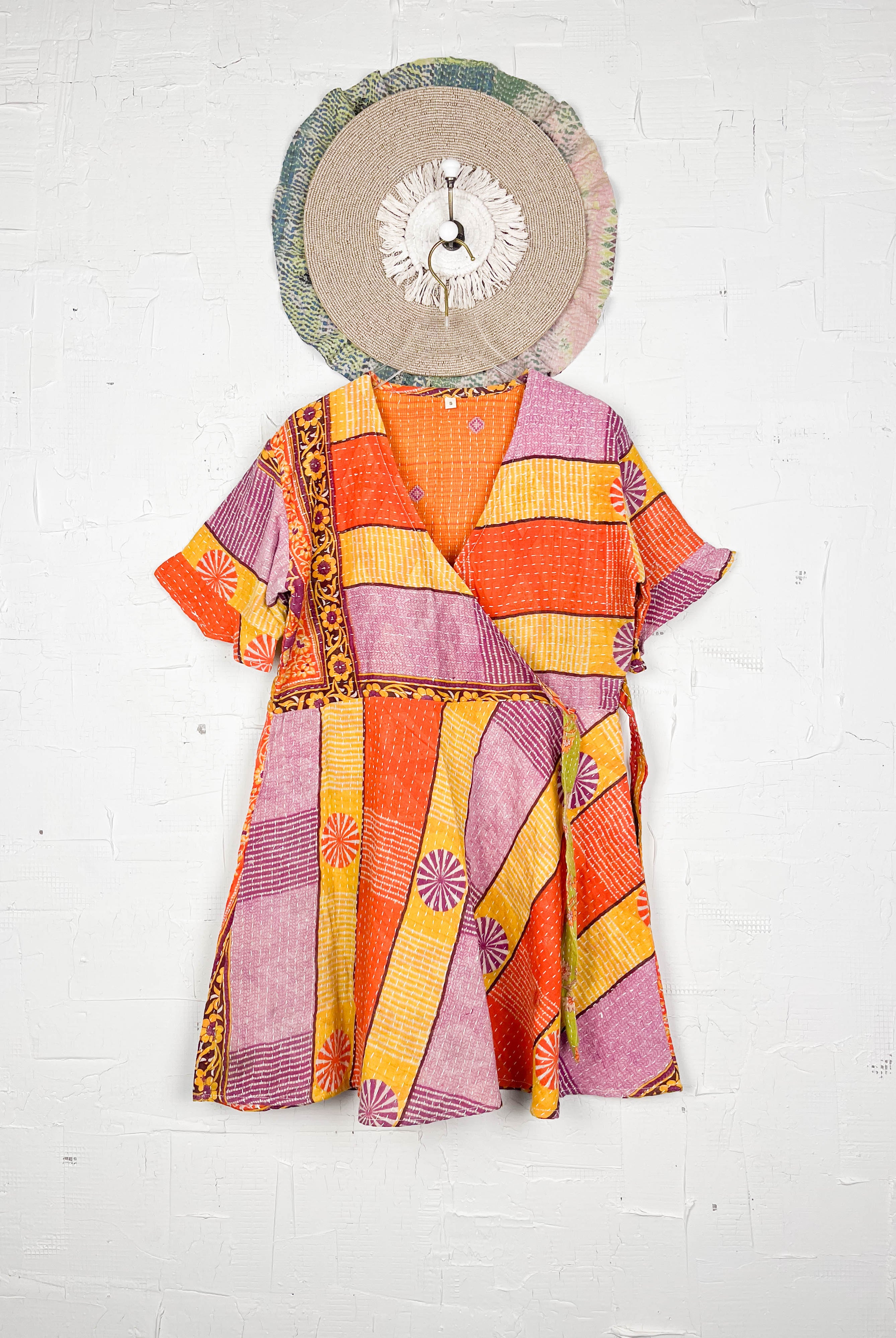 Orange Kantha Dress - Love Protect Sustain
