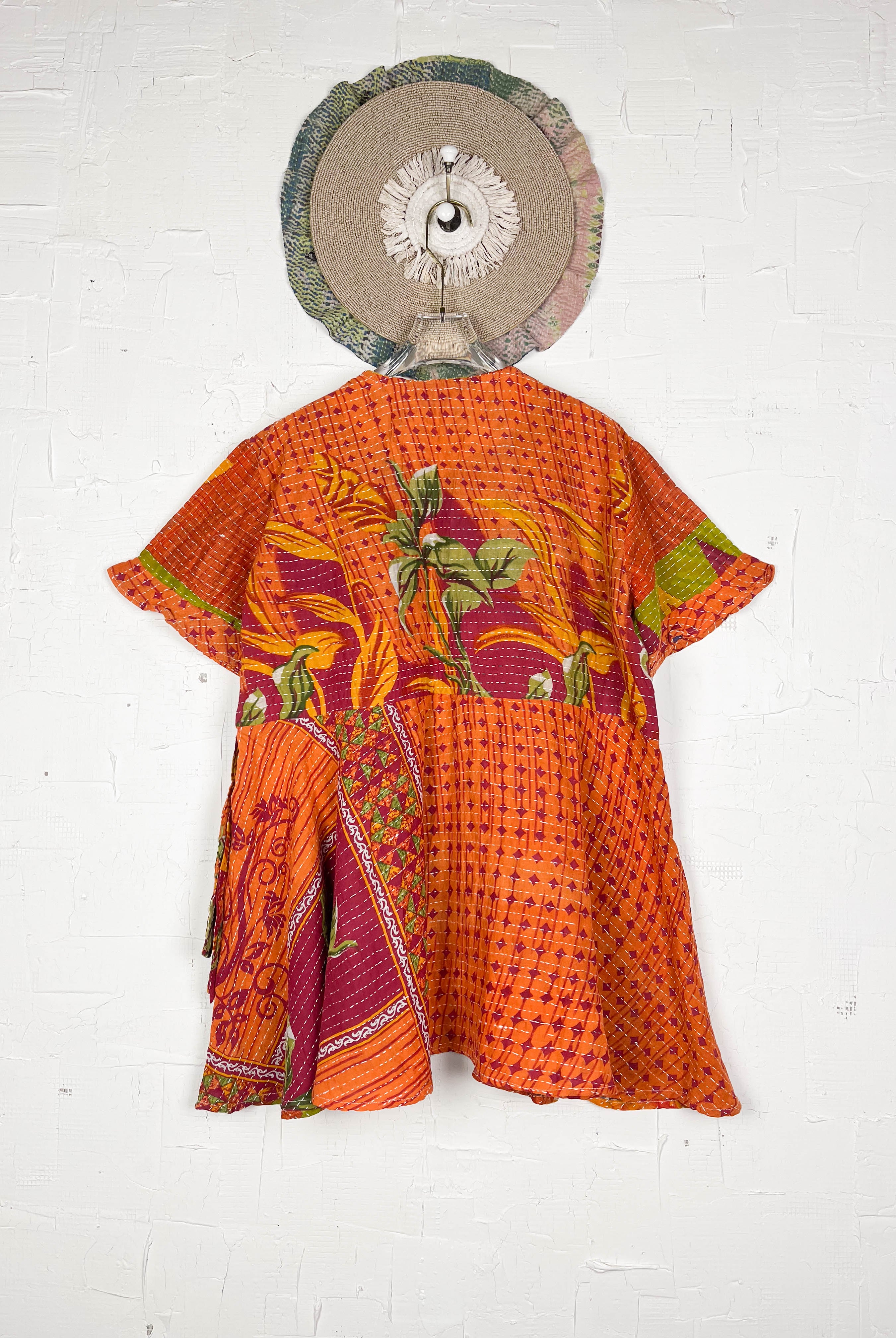 Orange Kantha Dress - Love Protect Sustain
