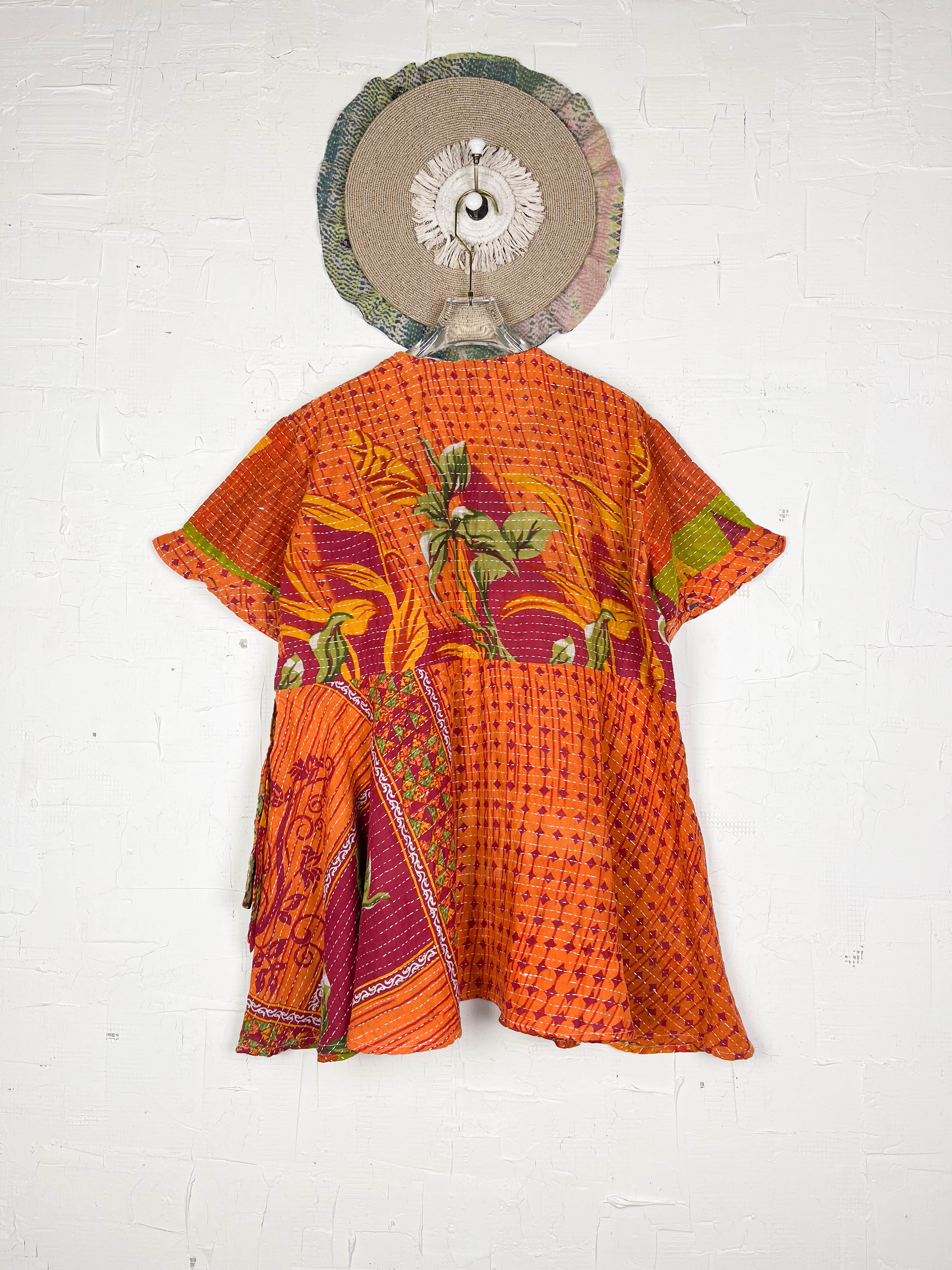 Orange Kantha Dress - Love Protect Sustain
