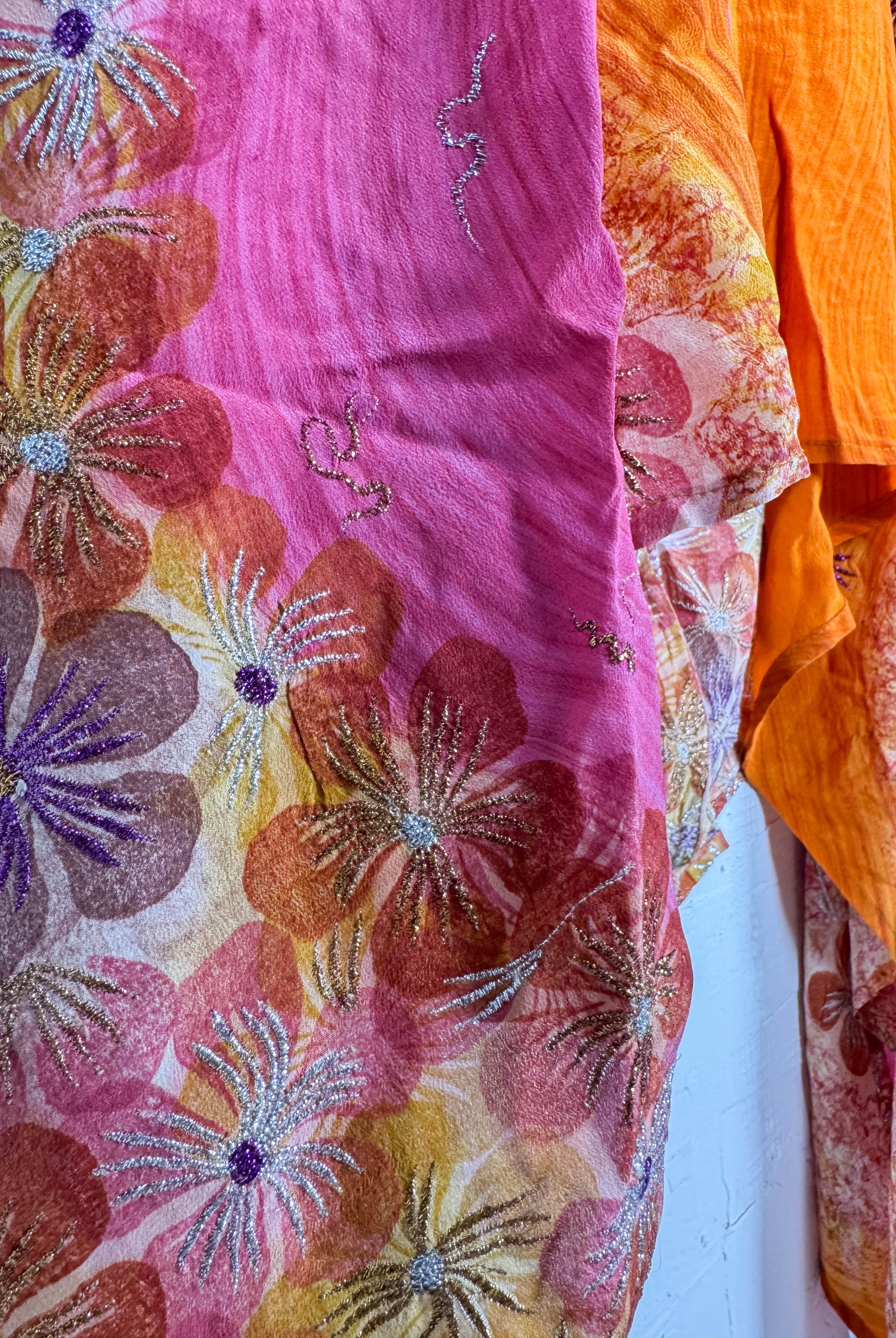 Orange pink silk dress - Love Protect Sustain
