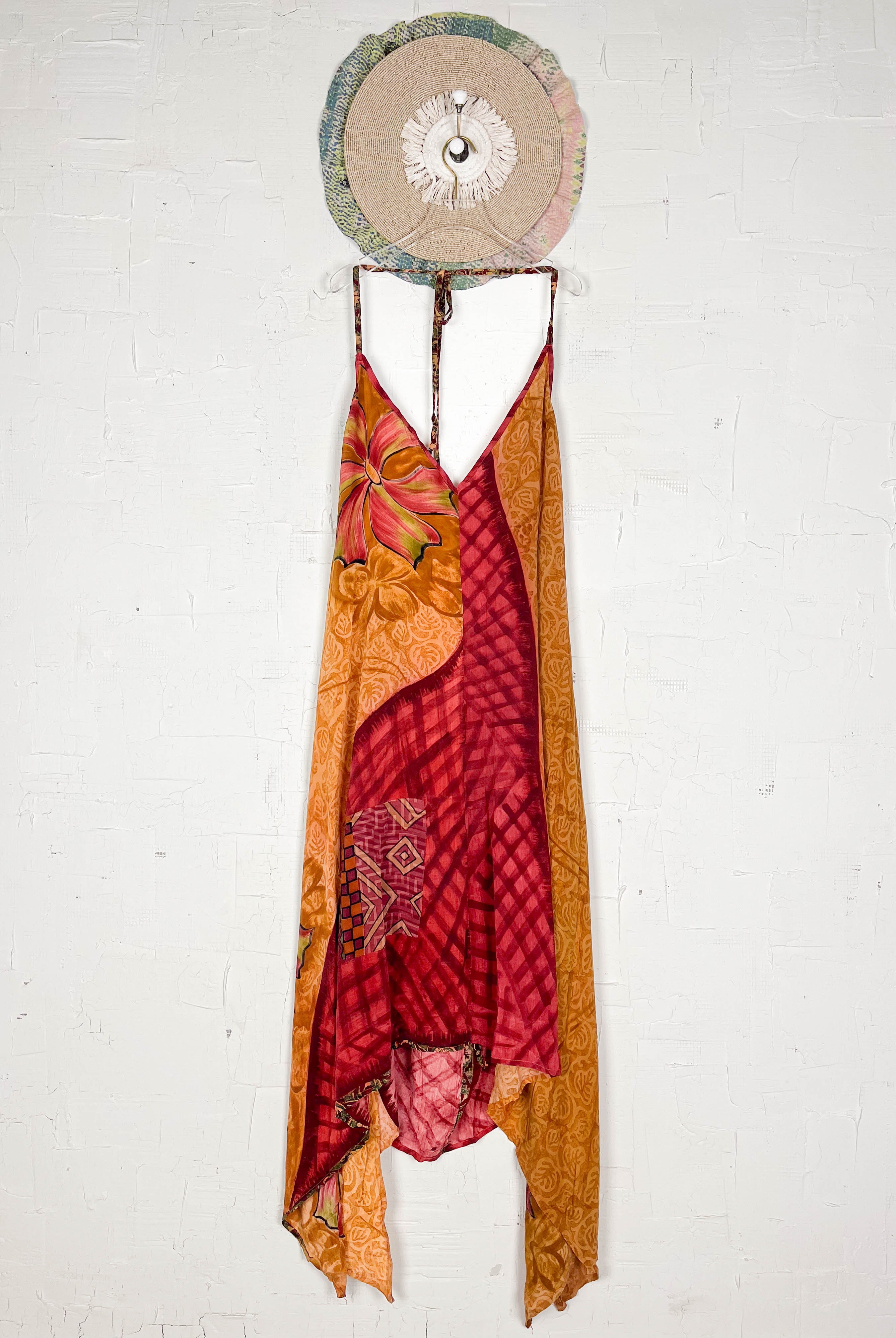 Orange summer silk dress - Love Protect Sustain