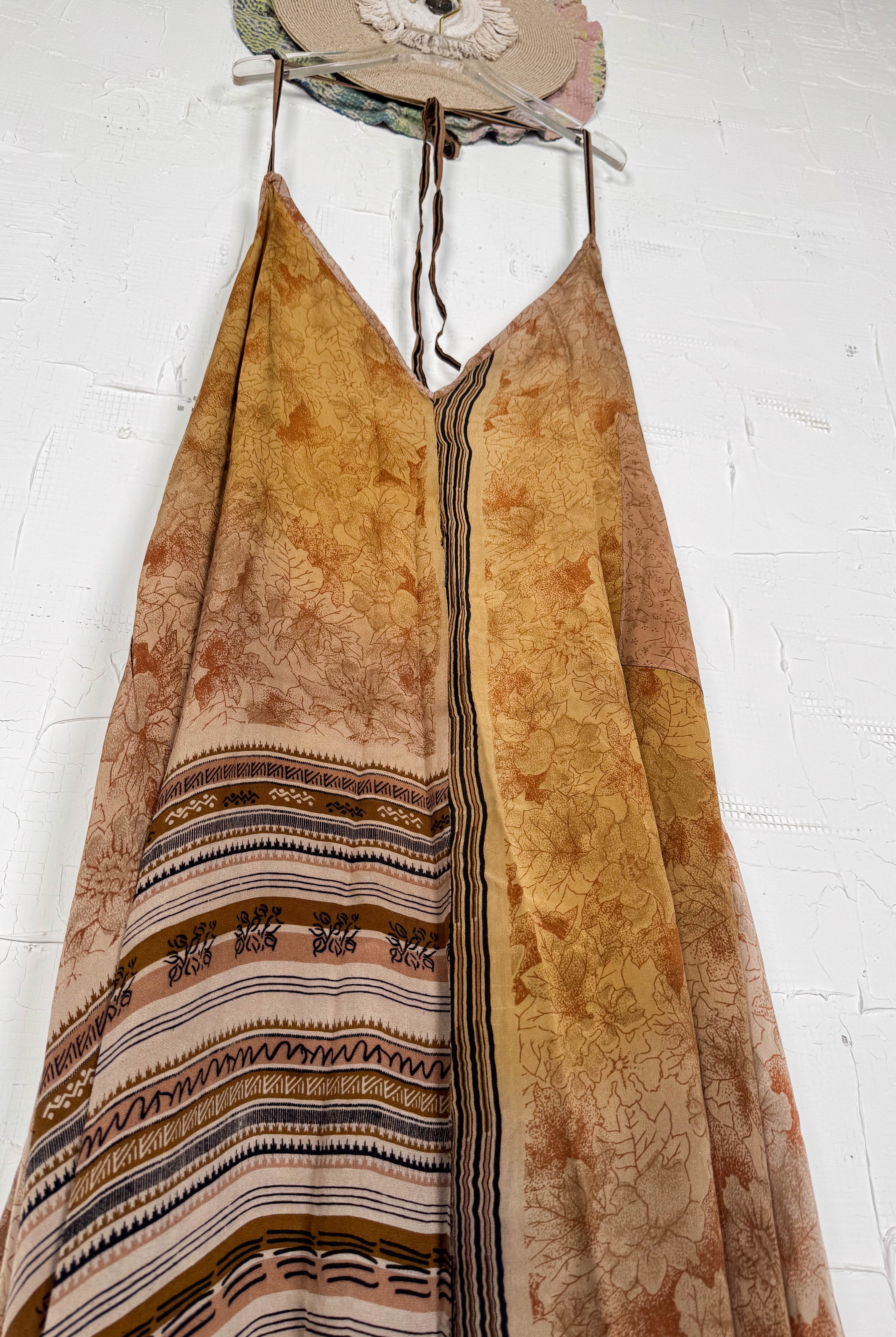 Patchwork silk dress vintage - Love Protect Sustain