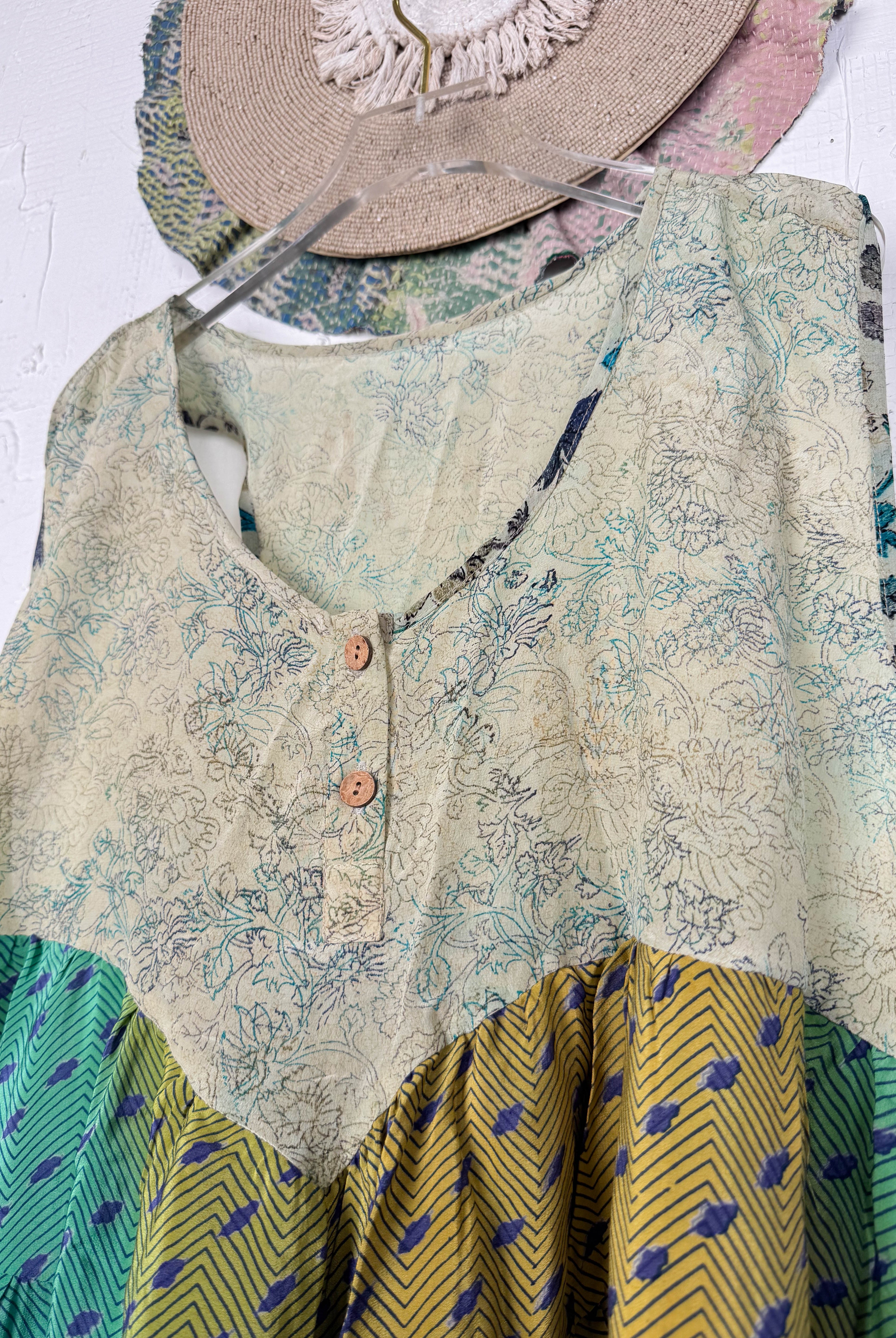 Patchwork silk vest - Love Protect Sustain