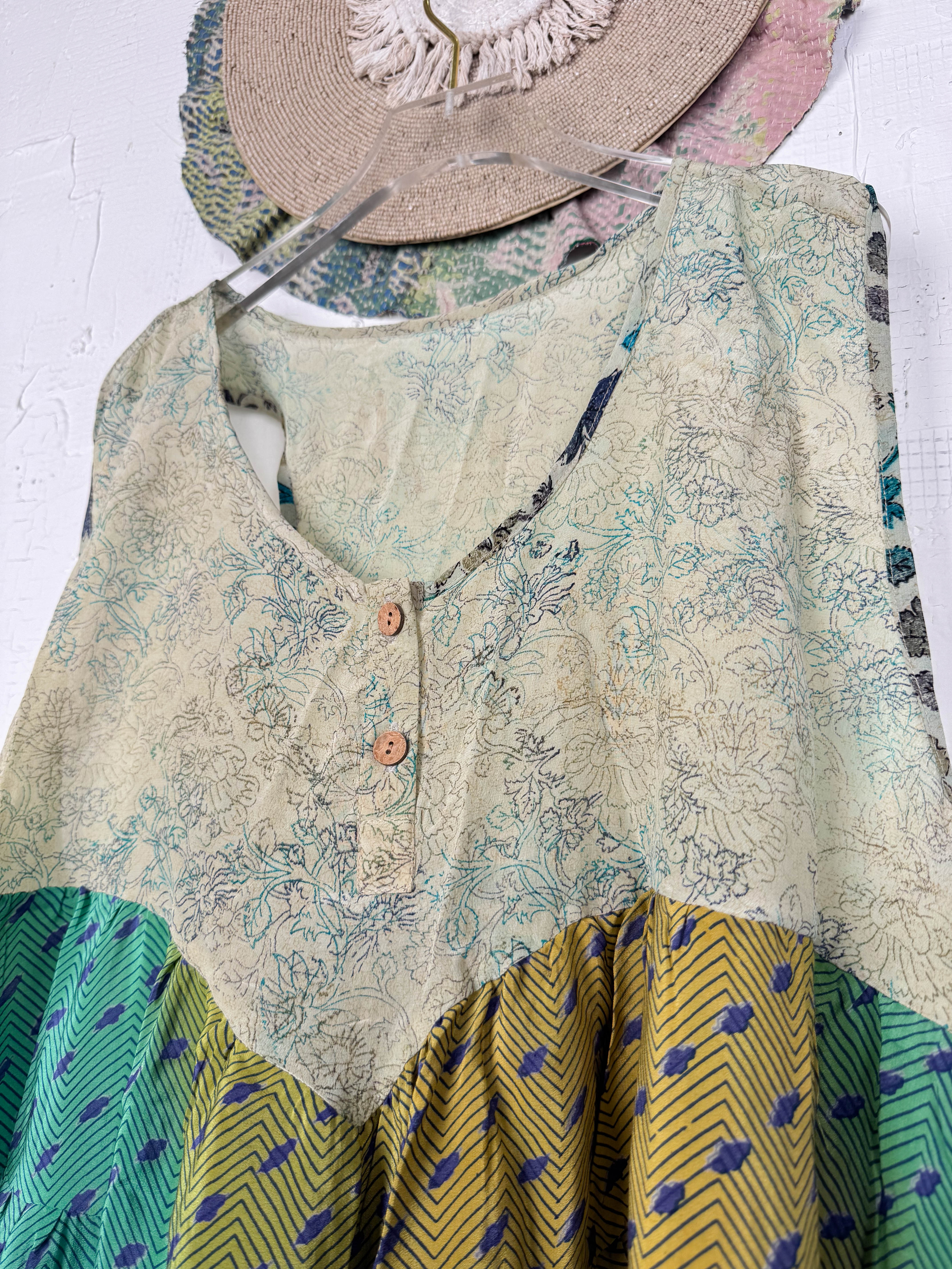 Patchwork silk vest - Love Protect Sustain