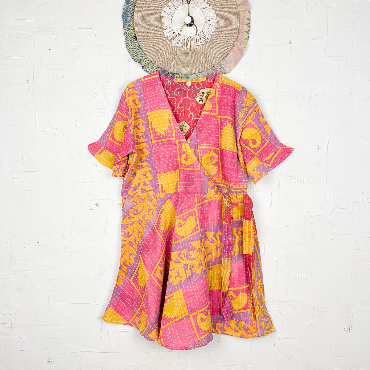 Kantha Strap Long Dress Floral Mix pink main image 1