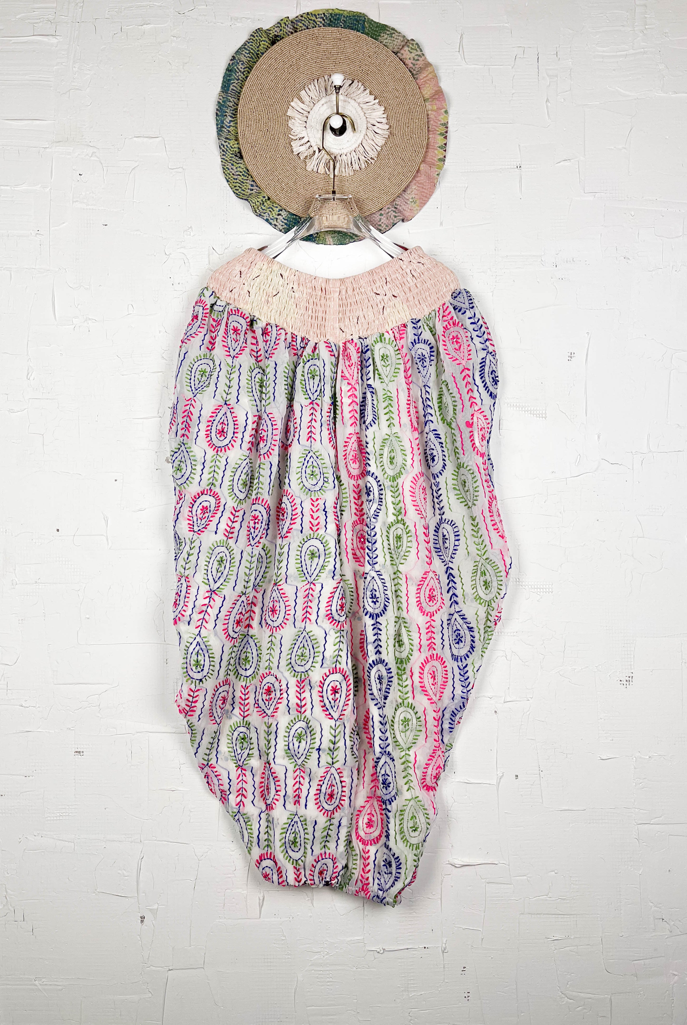 Patterned plussize embroidered pants - Love Protect Sustain