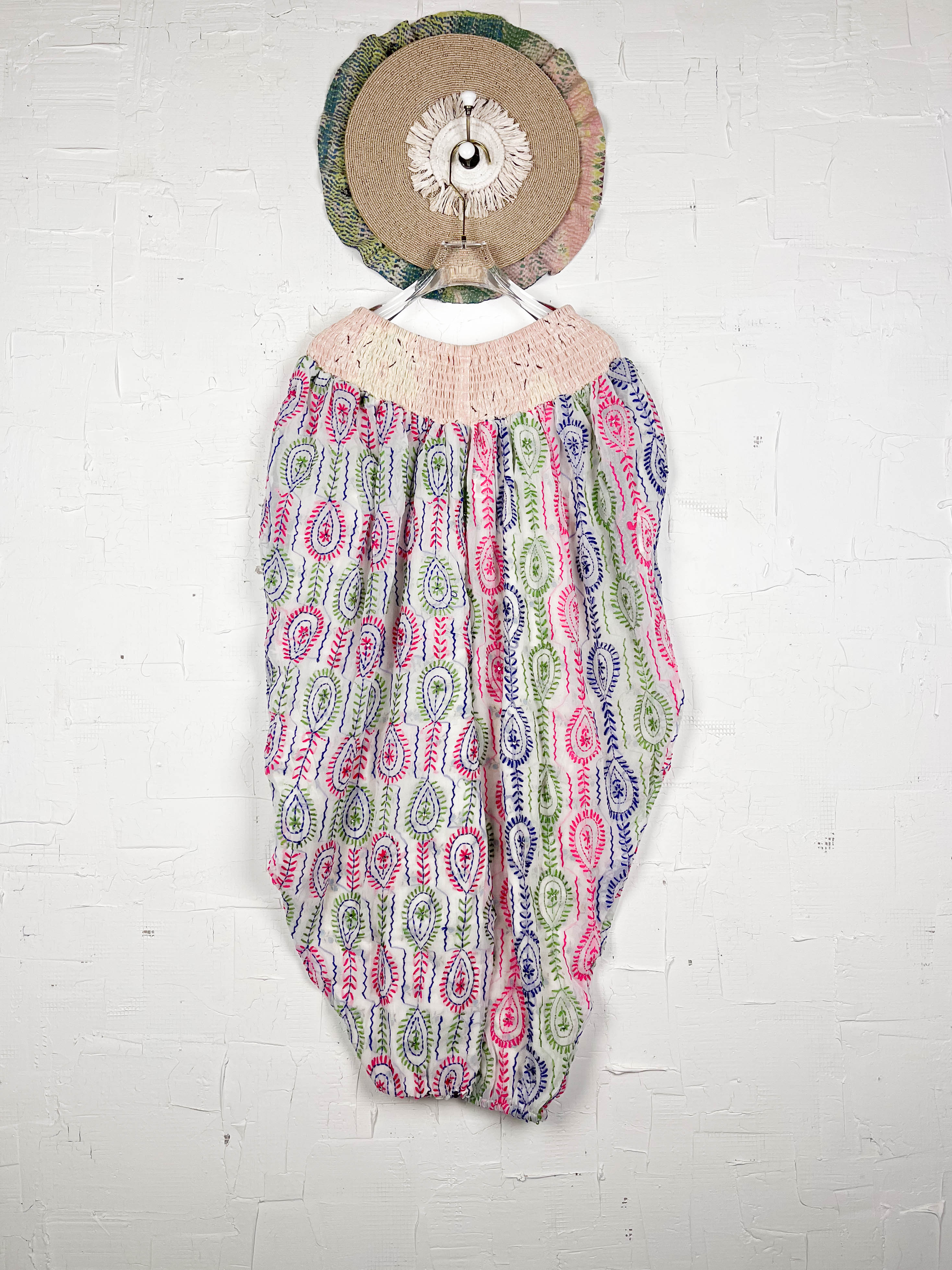 Patterned plussize embroidered pants - Love Protect Sustain