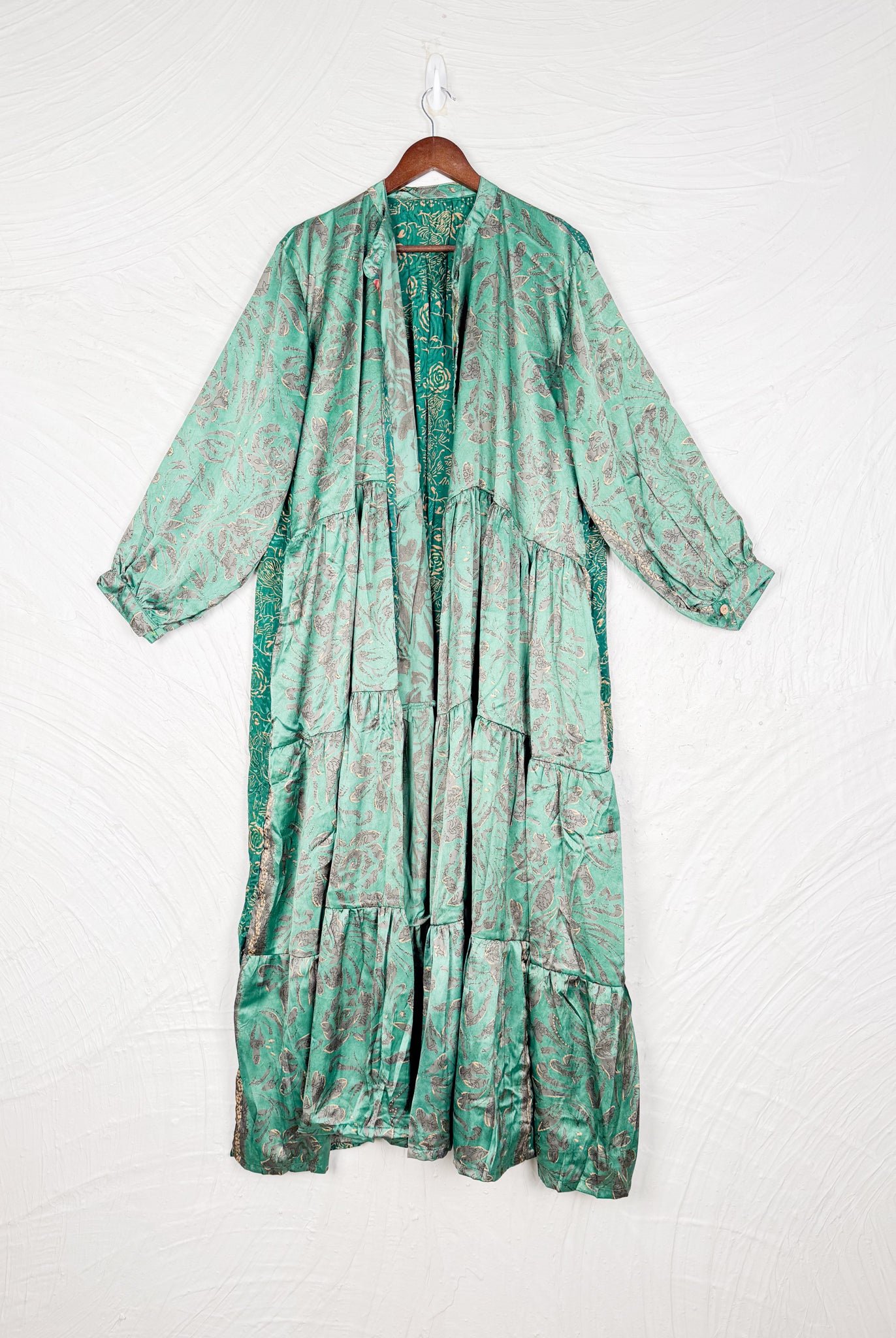 Patterned silk long dress - Love Protect Sustain