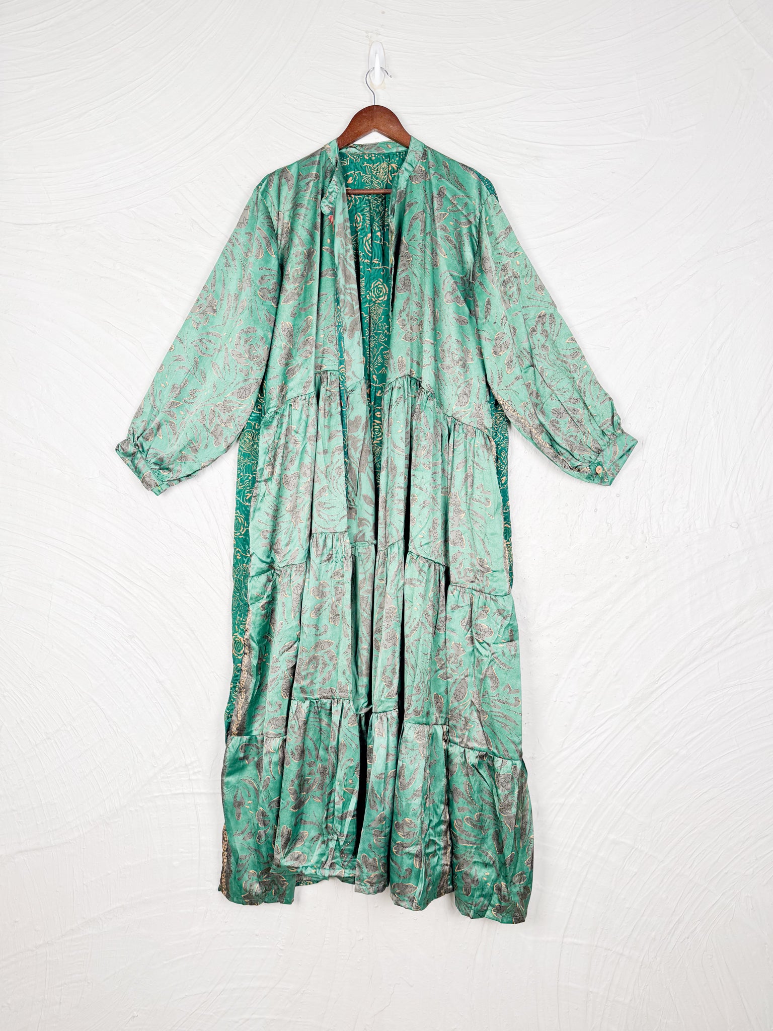 Patterned silk long dress - Love Protect Sustain