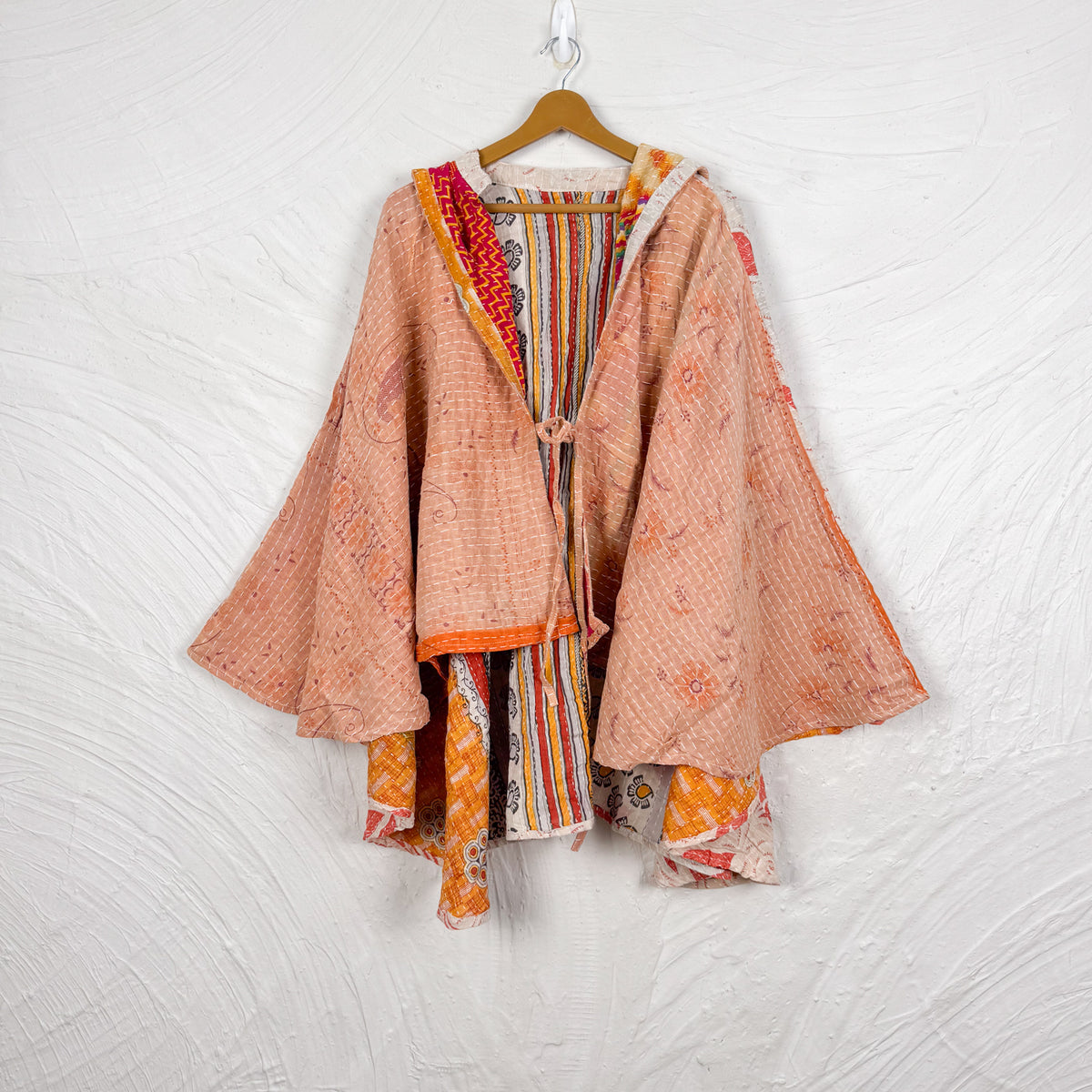 Kantha Strap Long Dress Vintage Baby peach