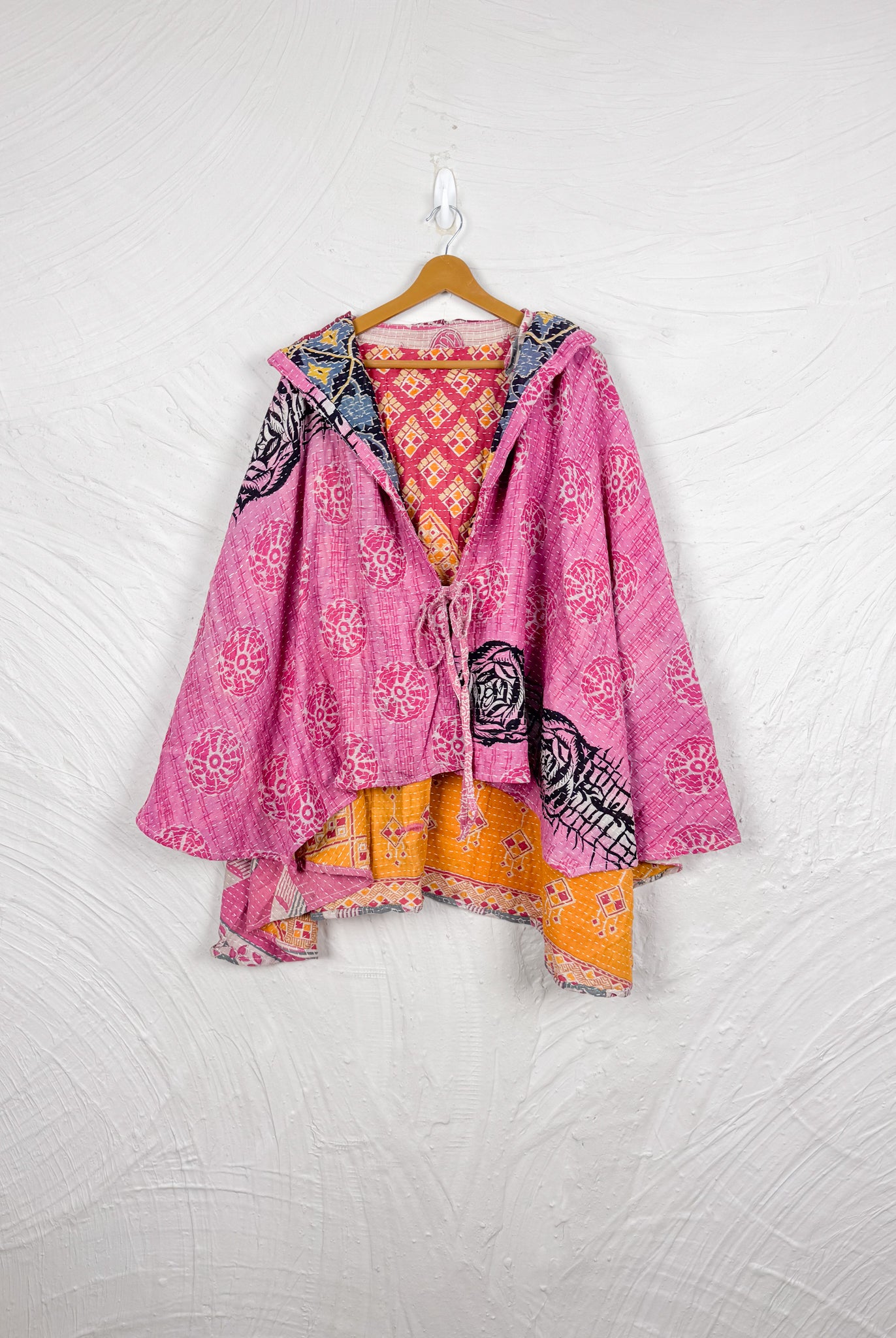 Pink Kantha Poncho - Love Protect Sustain