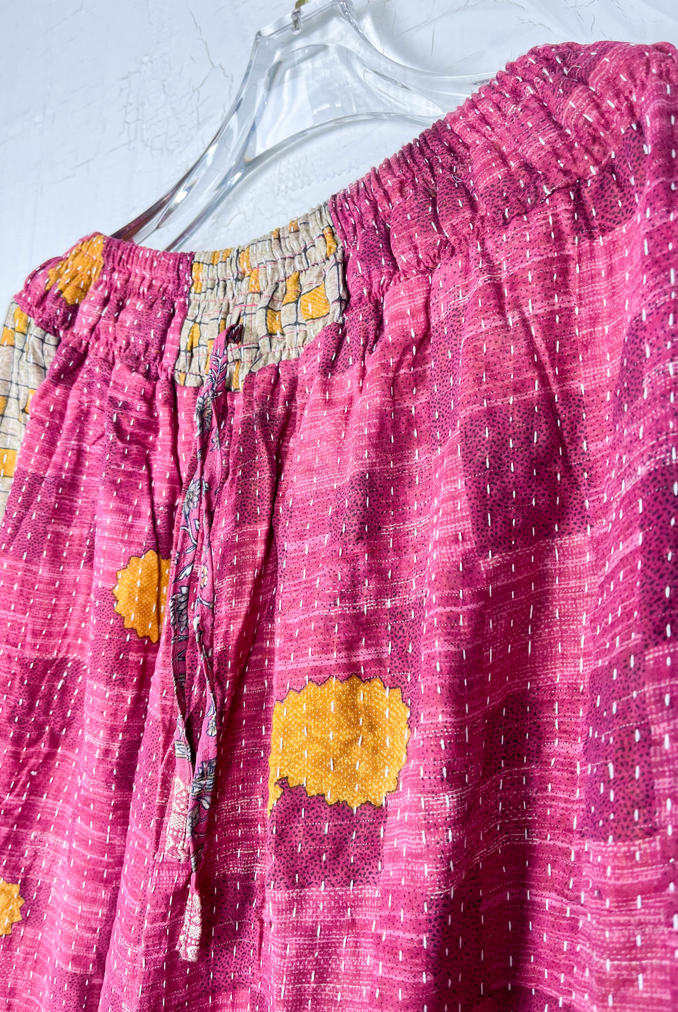 Pink Kantha Ruffle Pants - Love Protect Sustain