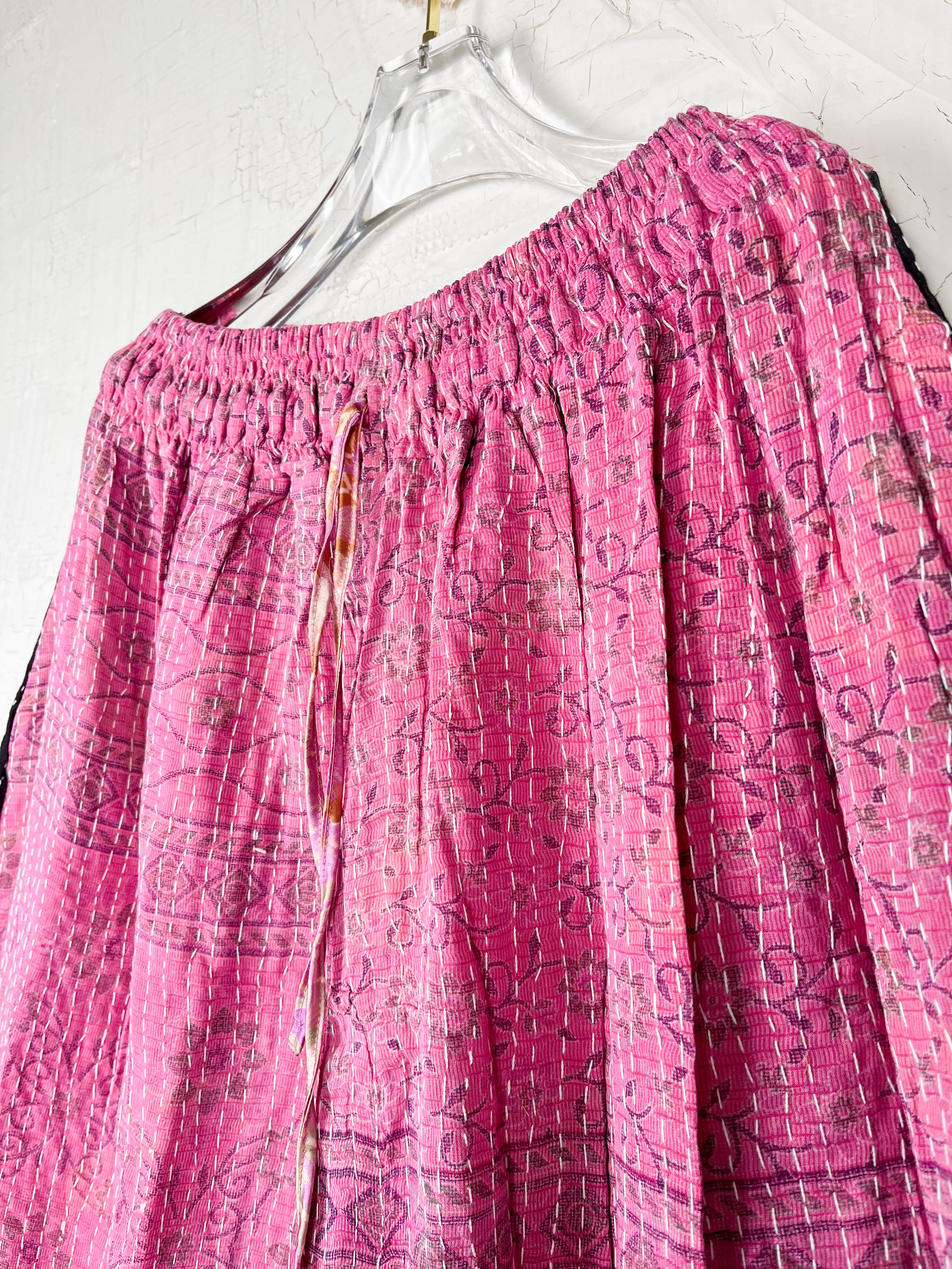 Pink kantha Frill Pants - Love Protect Sustain
