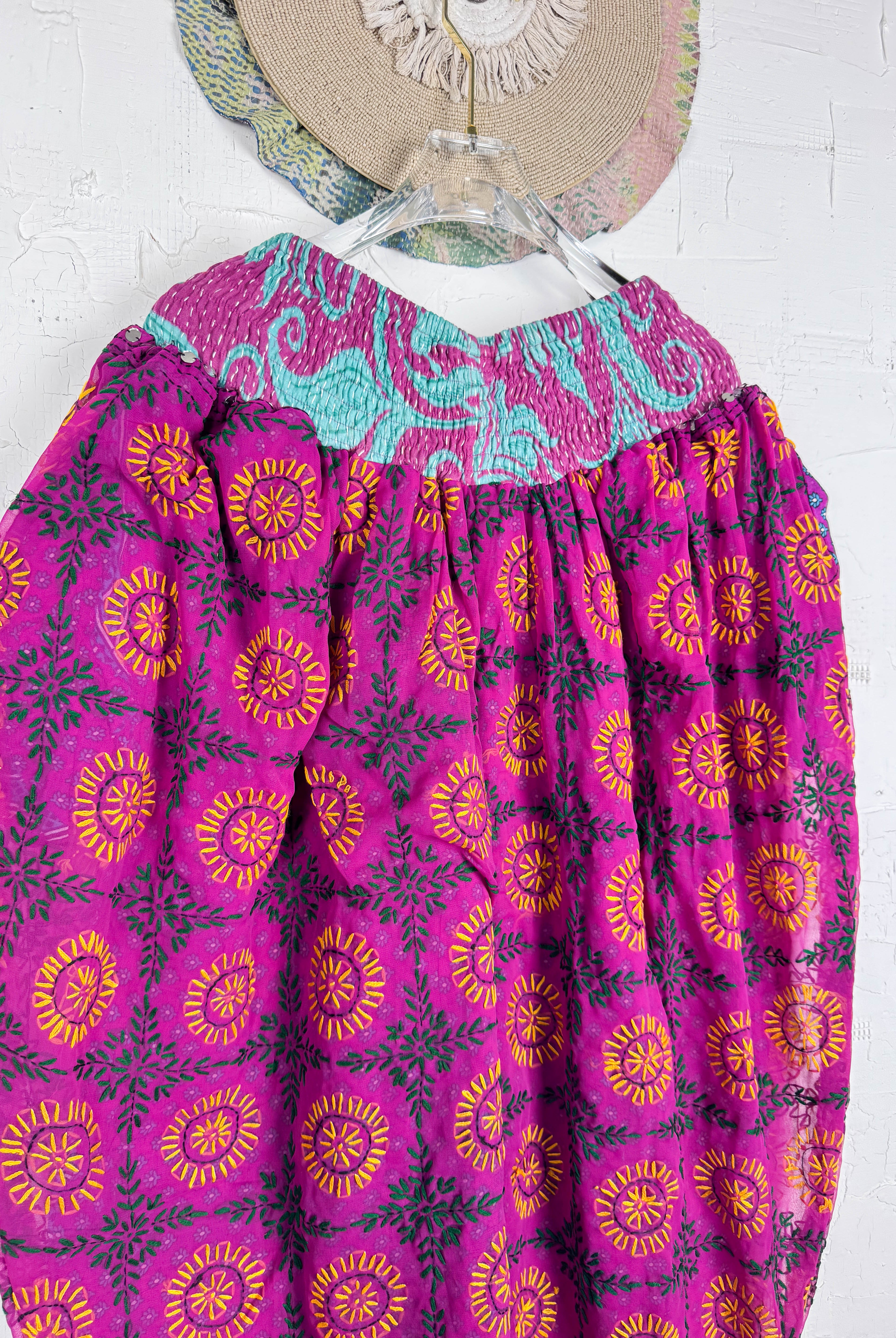 Pink paisley embroidered pants - Love Protect Sustain