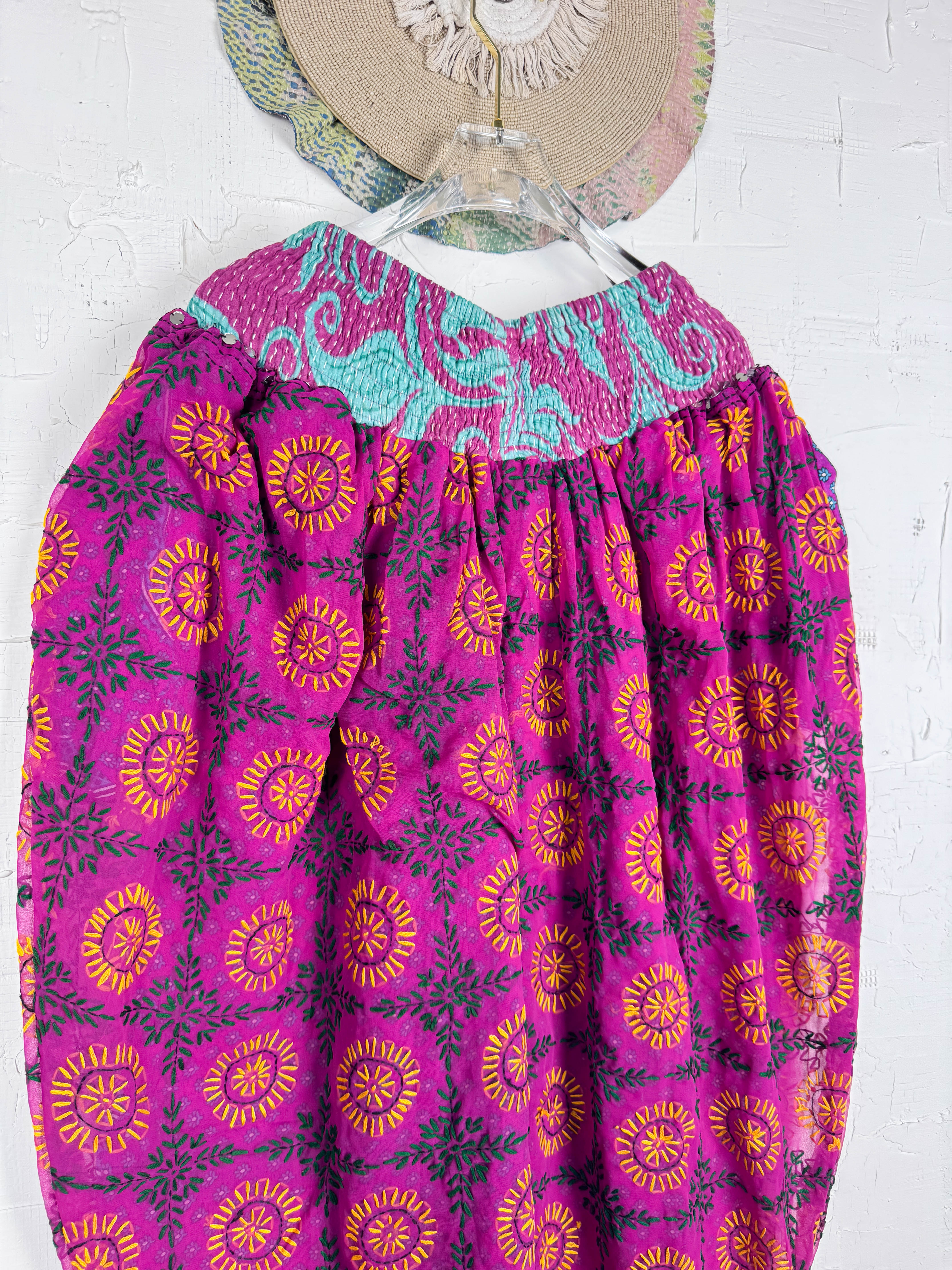 Pink paisley embroidered pants - Love Protect Sustain