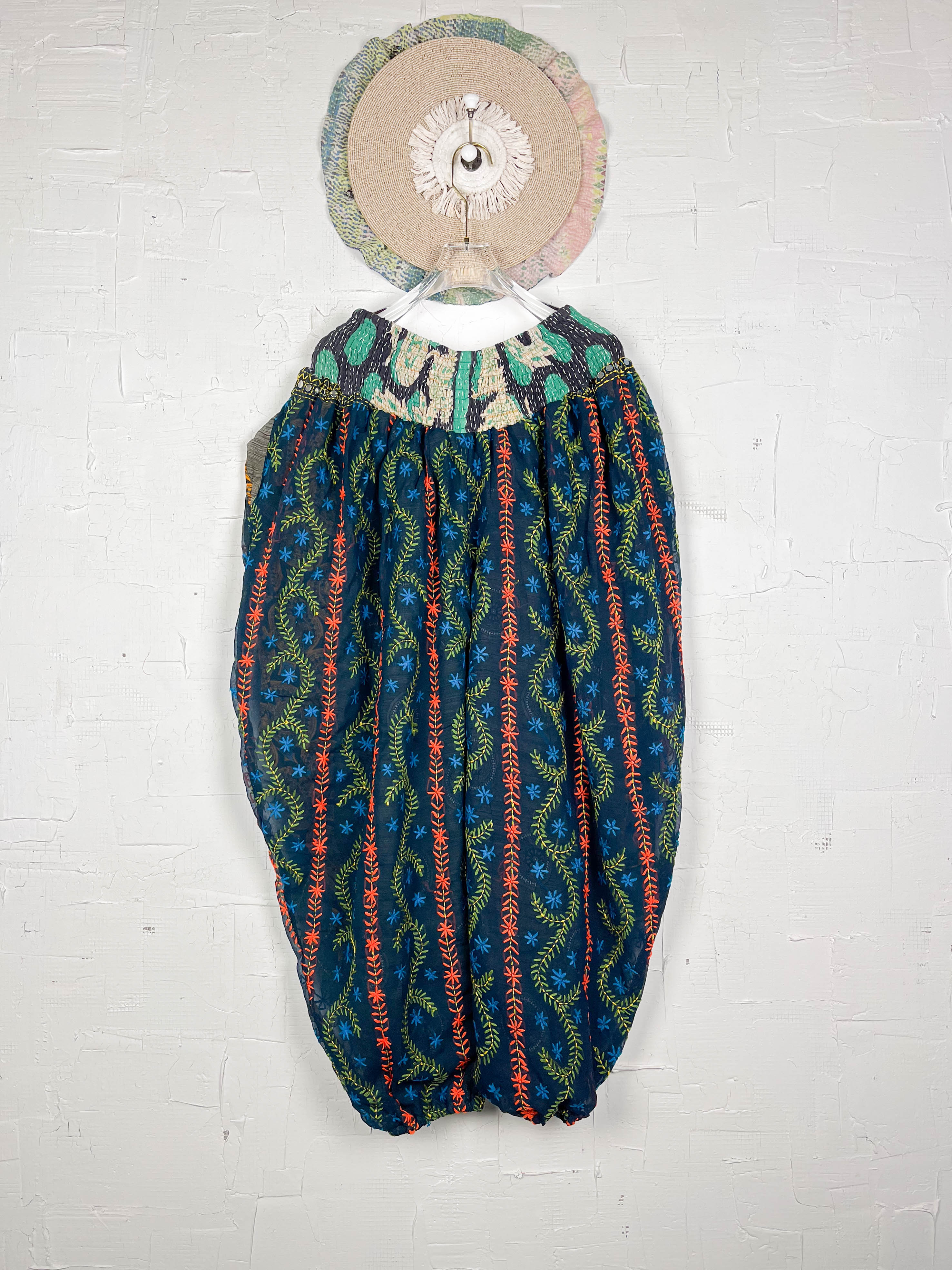 Plus size cotton embroidered pants- Love Protect Sustain