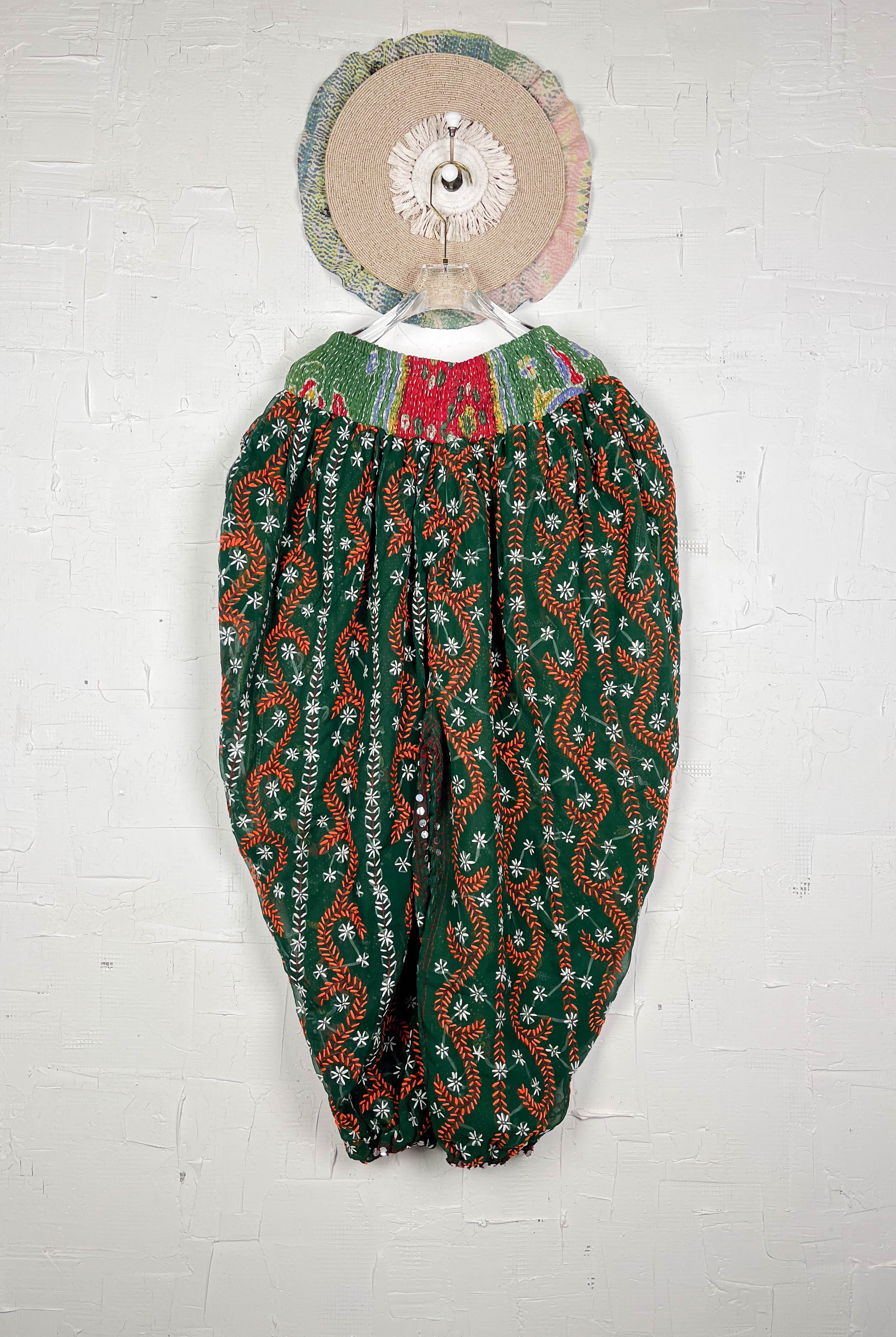 Plus size floral embroidered pants- Love Protect Sustain