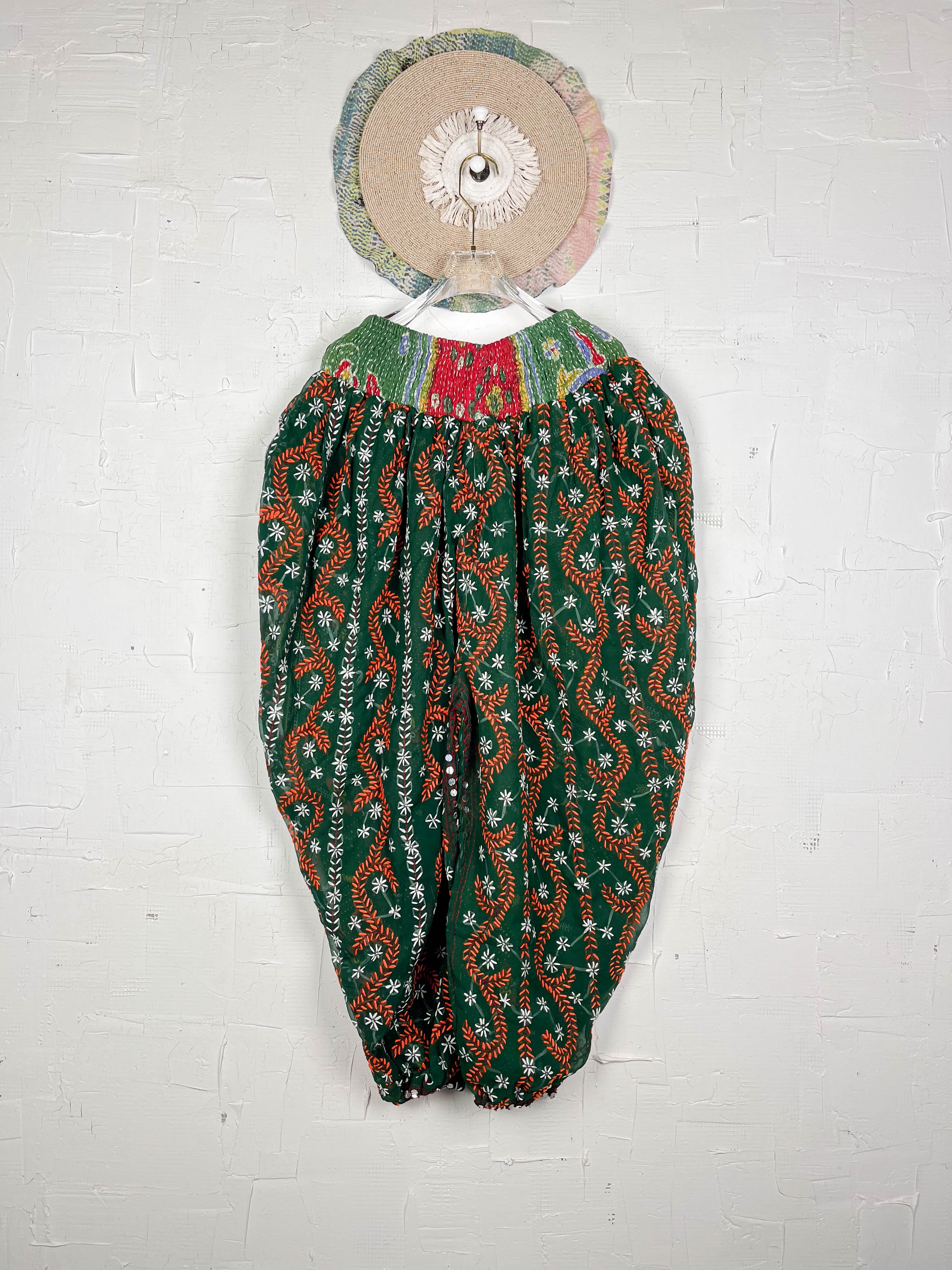 Plus size floral embroidered pants- Love Protect Sustain