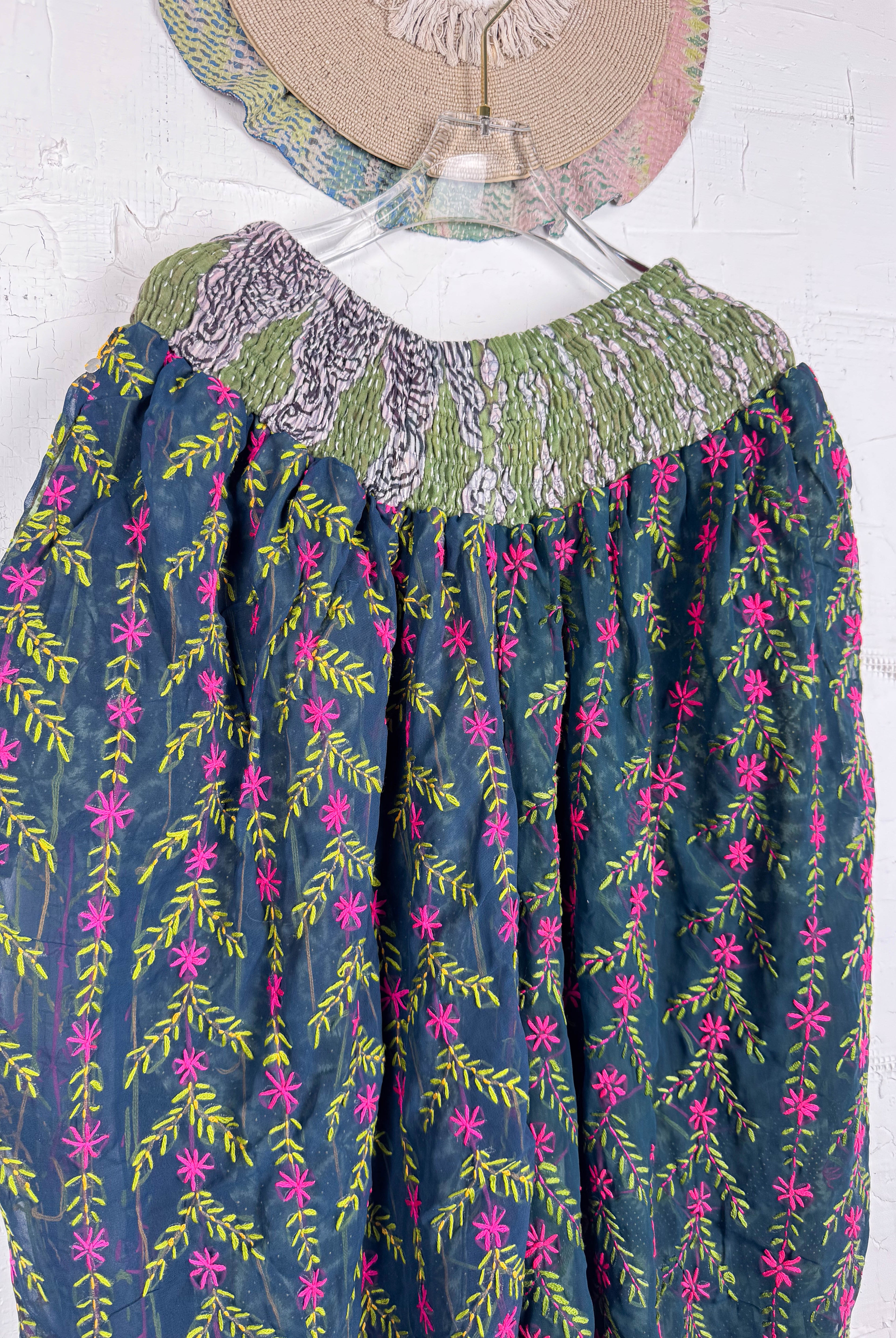 Plus size palazzo pants embroidered- Love Protect Sustain