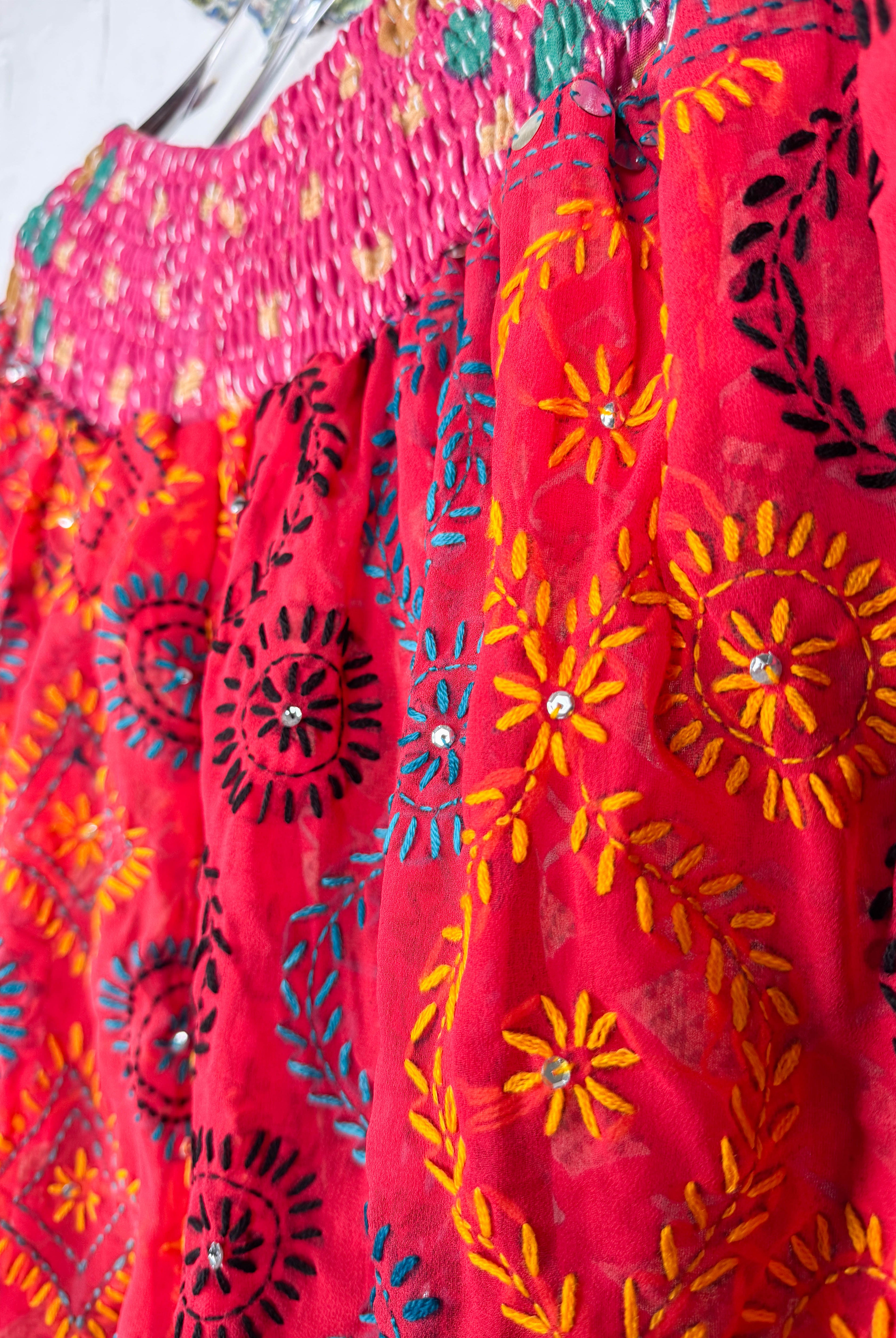 Plus size patterned pants hand embroidered - Love Protect Sustain