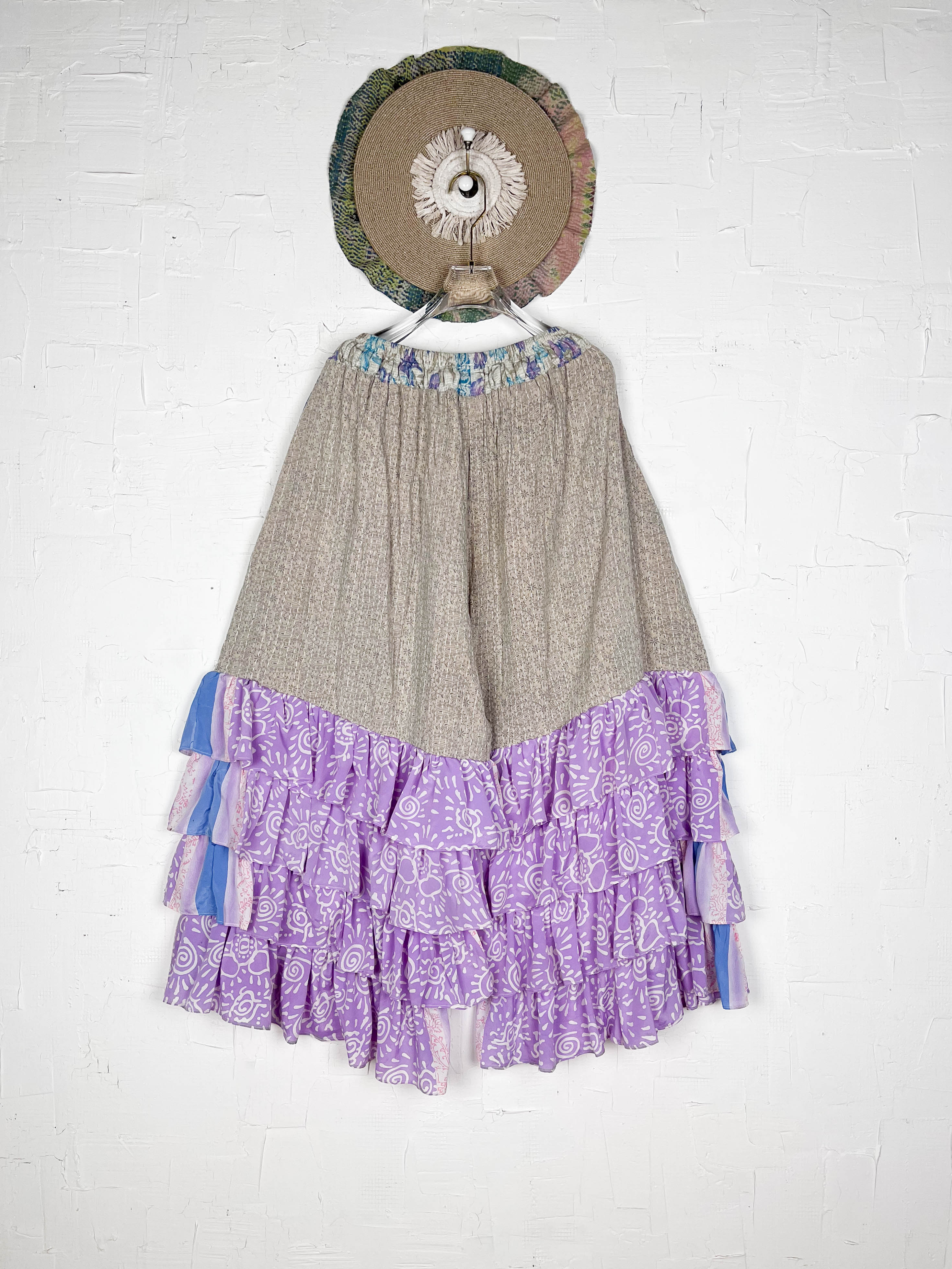 Purple Kantha Frill Pants - Love Protect Sustain