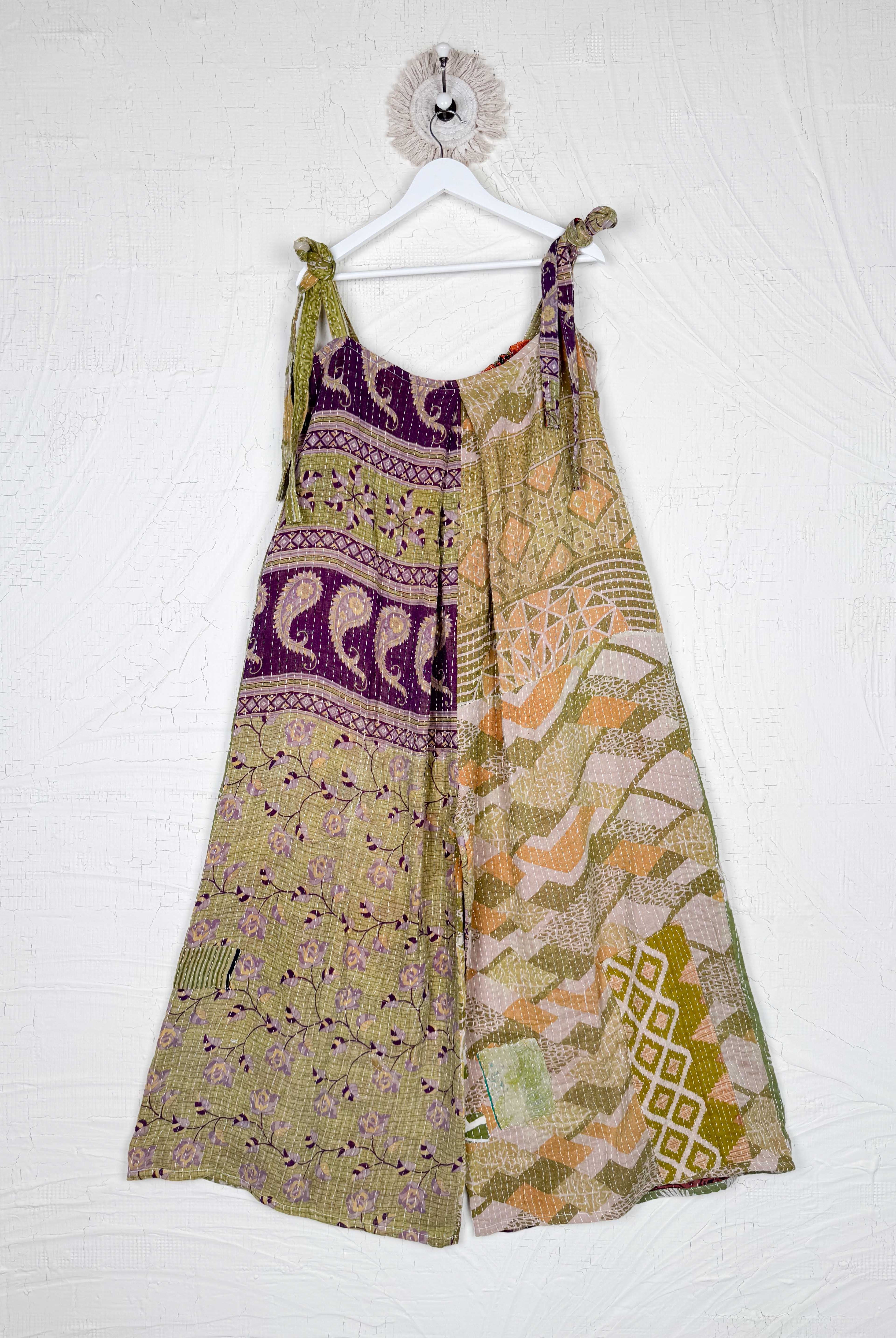 Purple floral Kantha jumpsuit - Love Protect Sustain