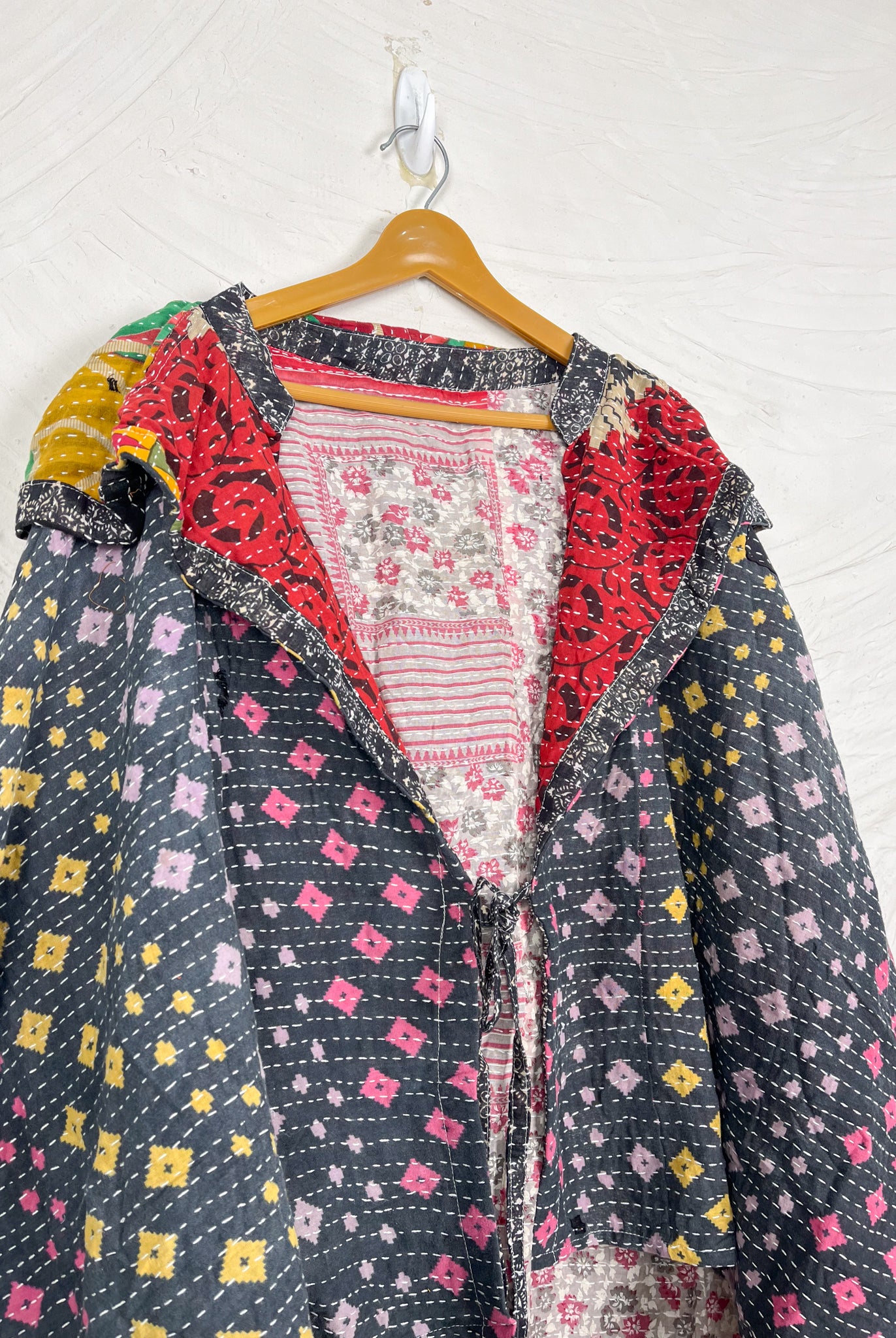 Quilted kantha poncho - Love Protect Sustain