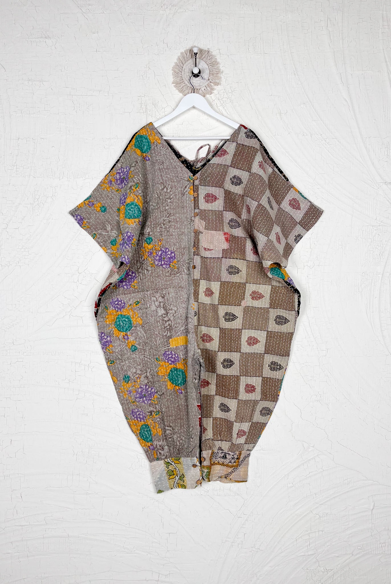 Recycled Kantha cotton jumpsuit - Love Protect Sustain