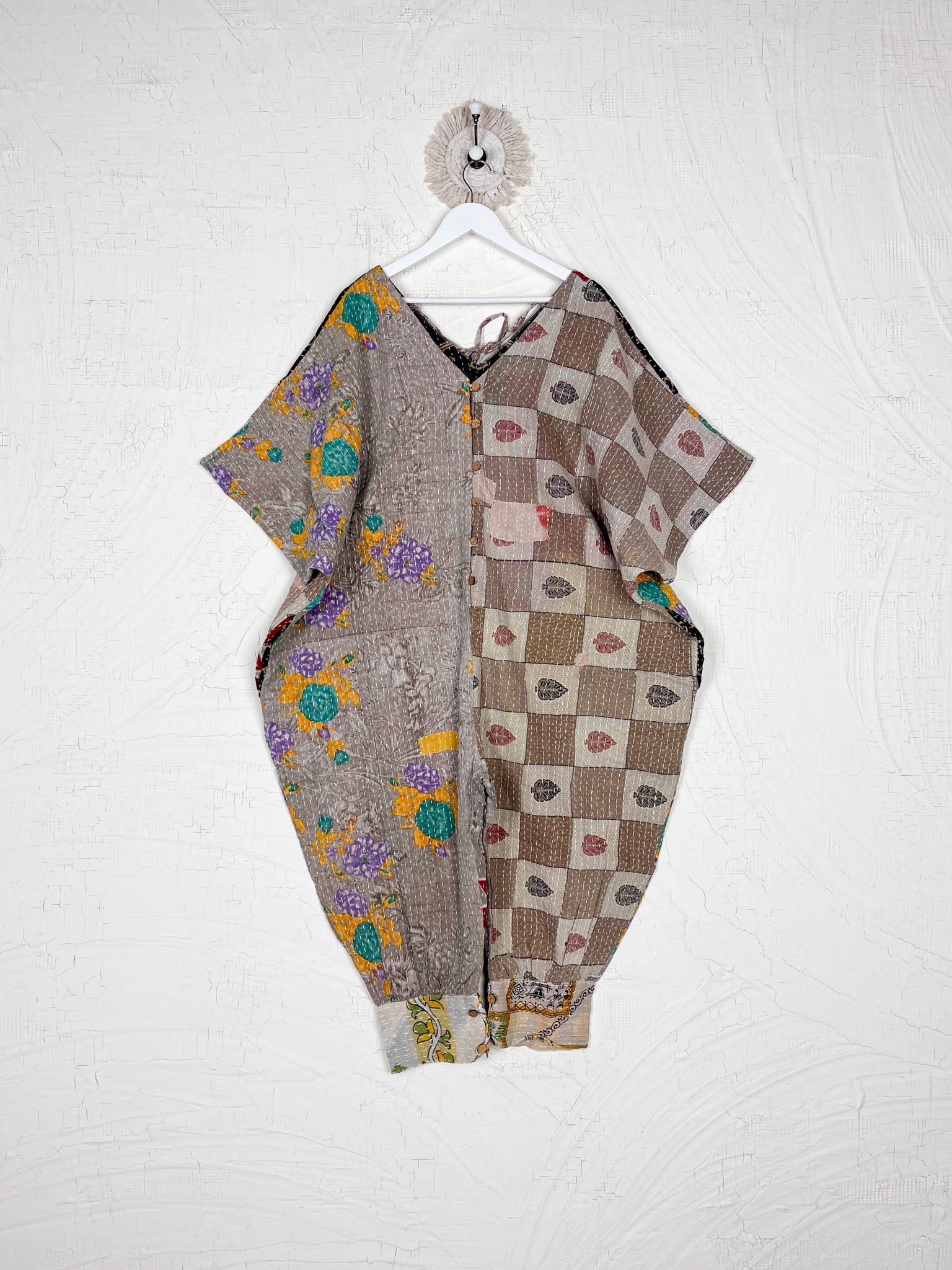 Recycled Kantha cotton jumpsuit - Love Protect Sustain