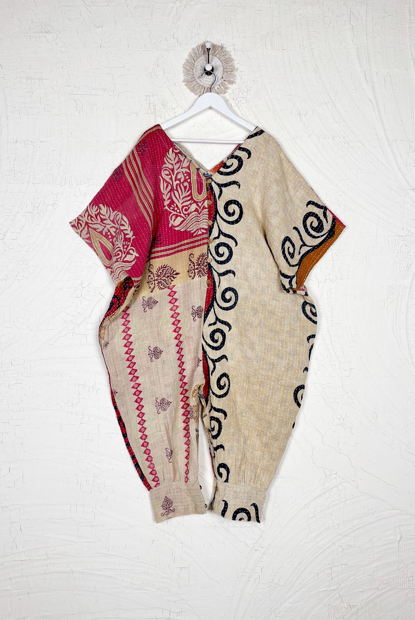 Recycled sari Kantha jumpsuit - Love Protect Sustain