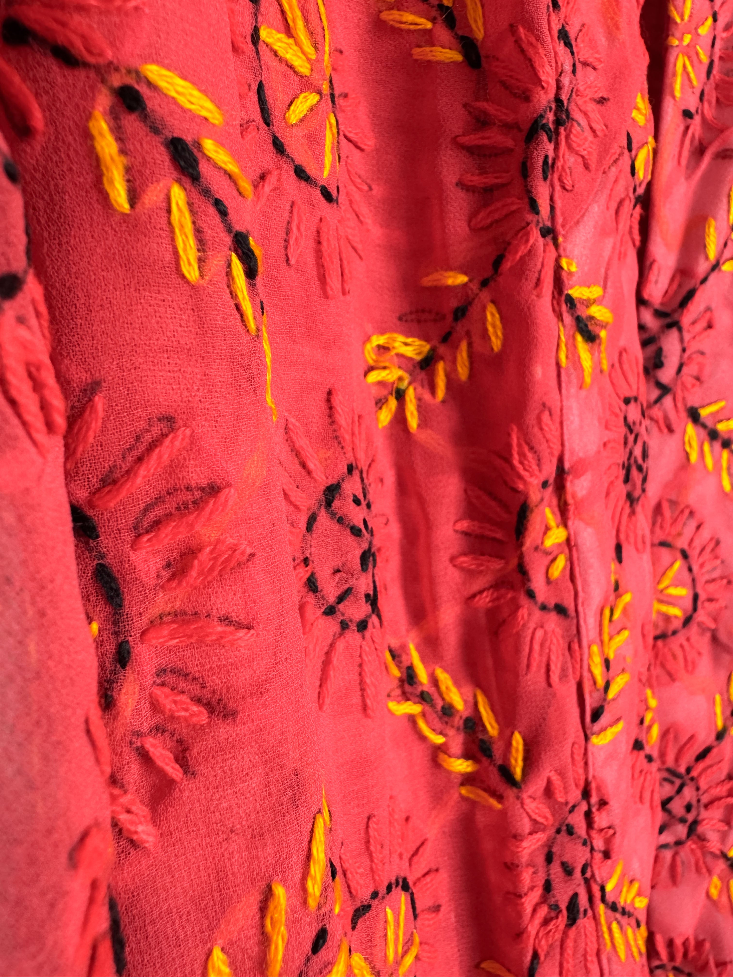 Red Embroidery Robe - Love Protect Sustain