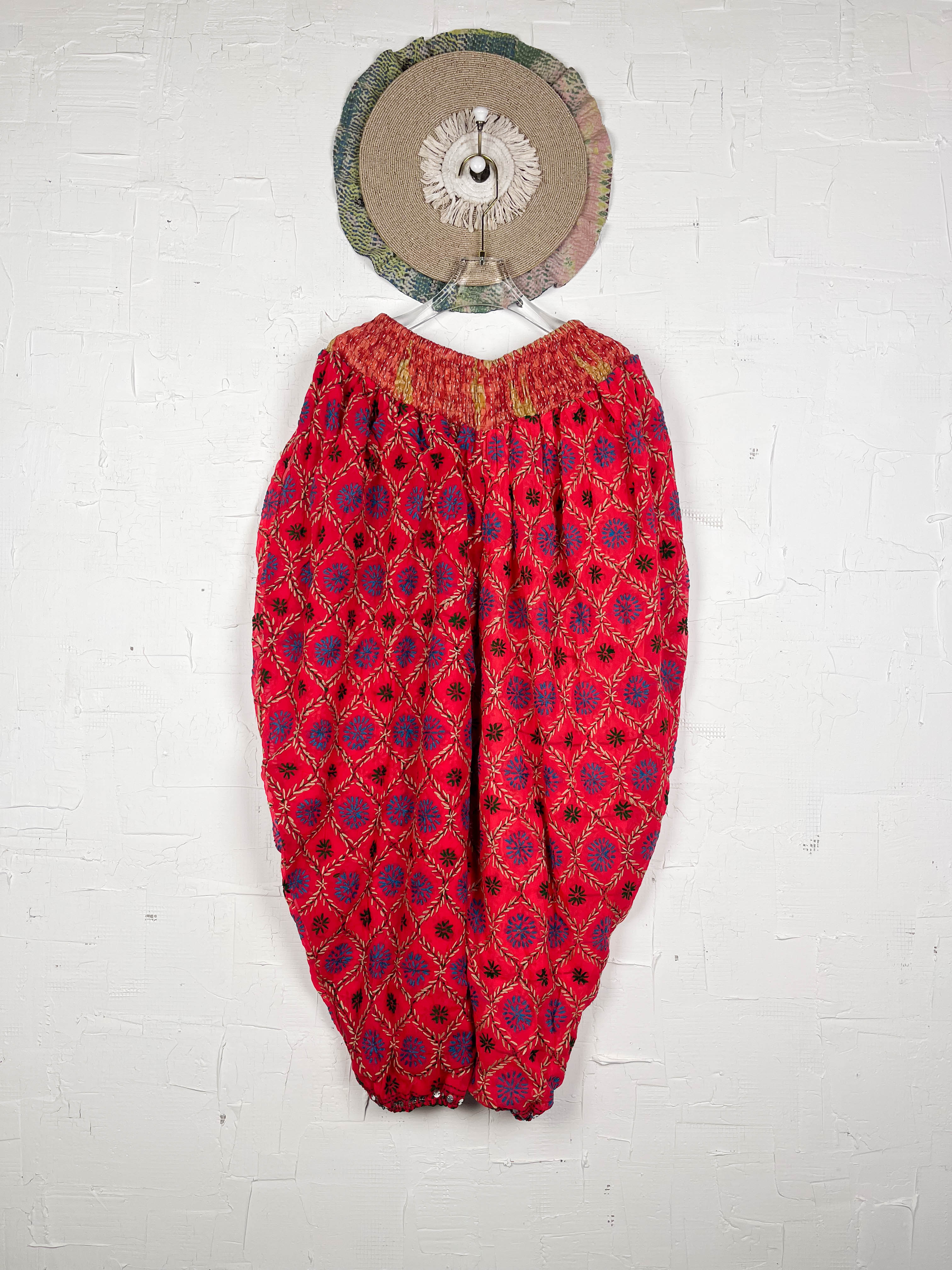 Red Floral Harem Pants- Love Protect Sustain