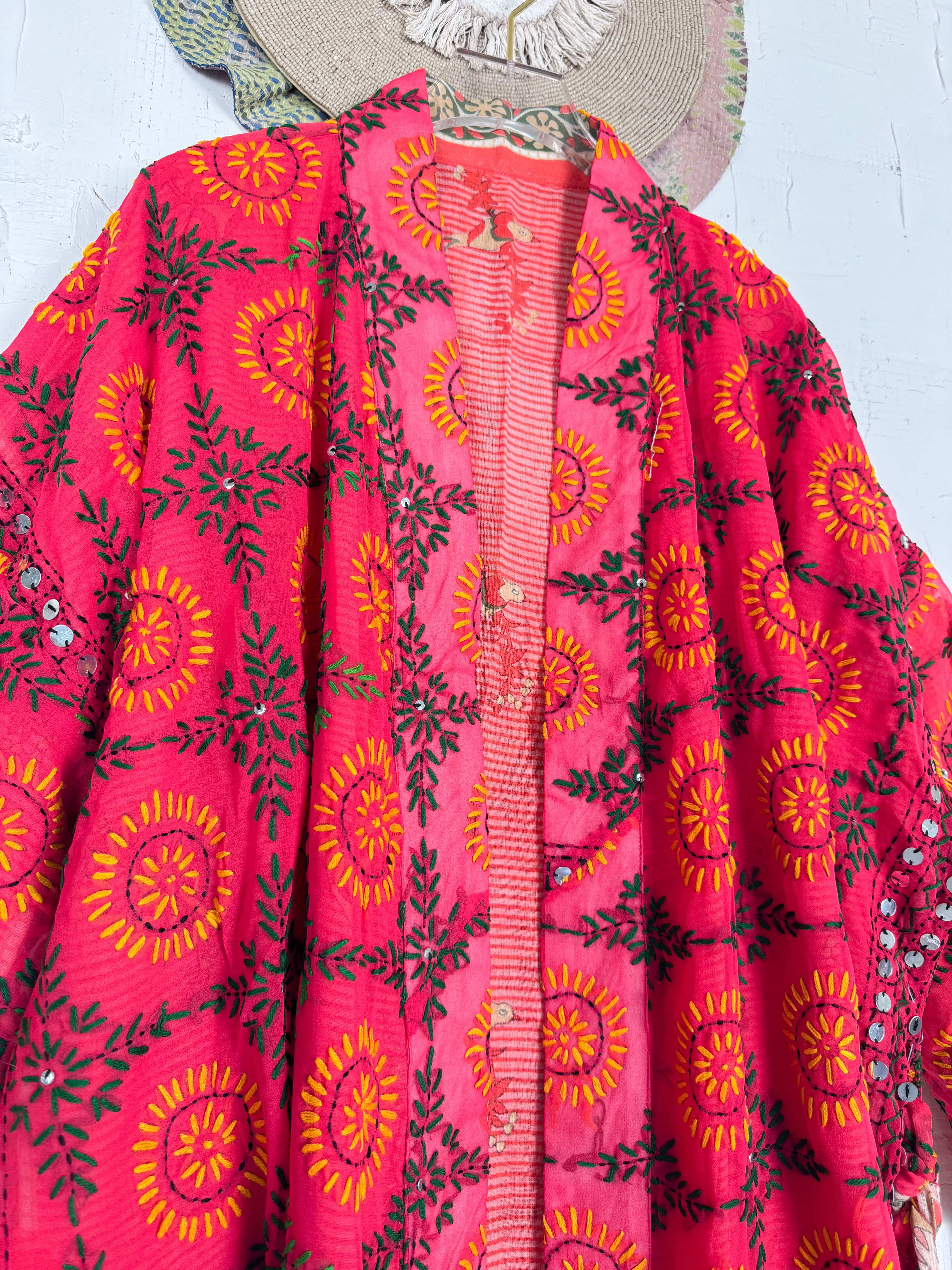 Red Floral Robe - Love Protect Sustain