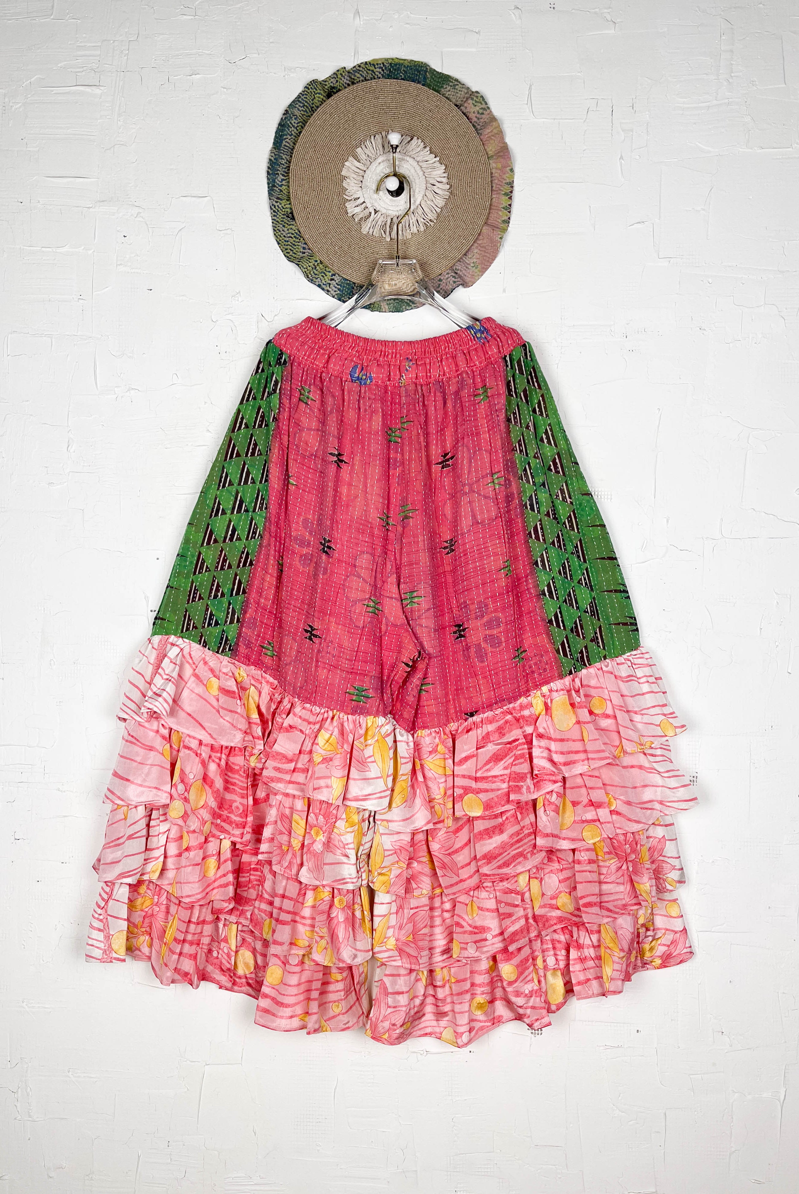 Red Kantha Frill Pants - Love Protect Sustain