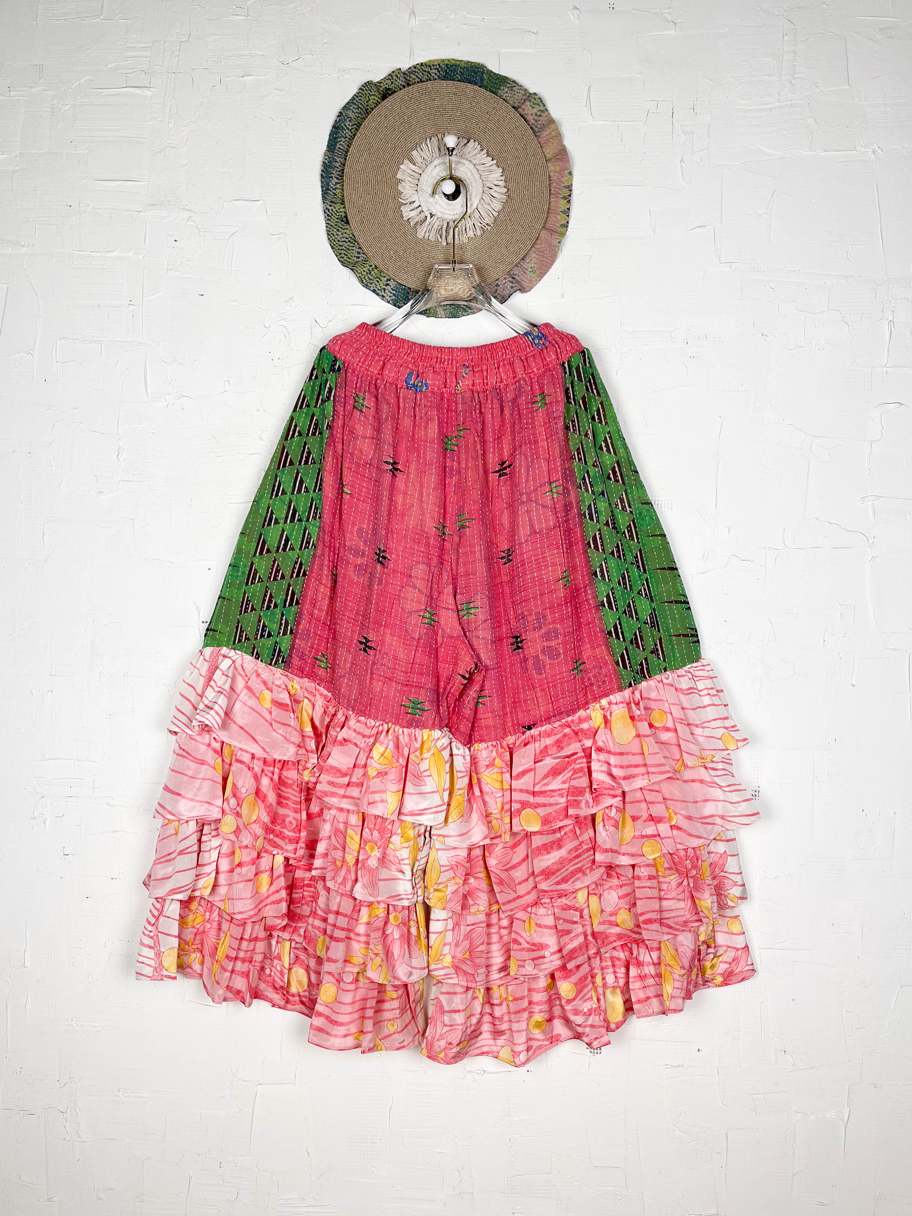 Red Kantha Frill Pants - Love Protect Sustain