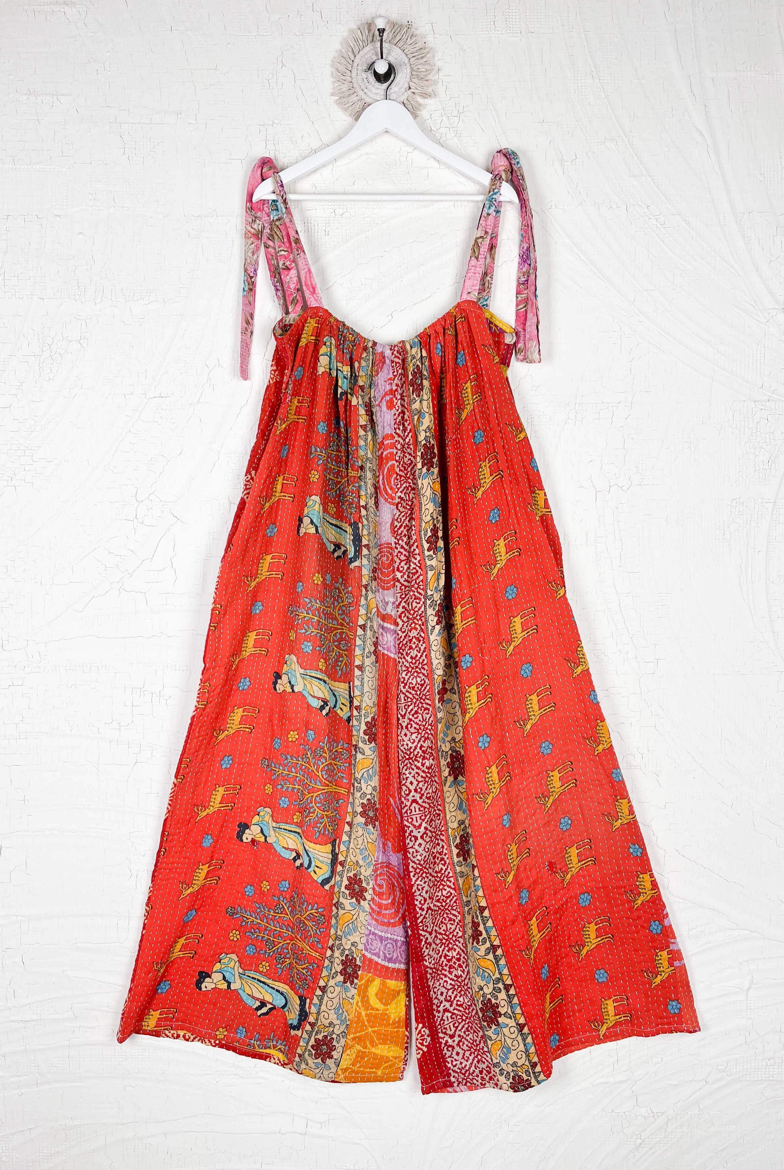 Red Kantha romper - Love Protect Sustain