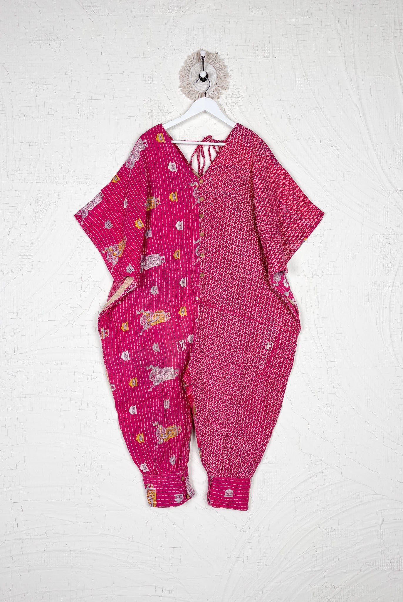 Red Kantha stitch clothing - Love Protect Sustain