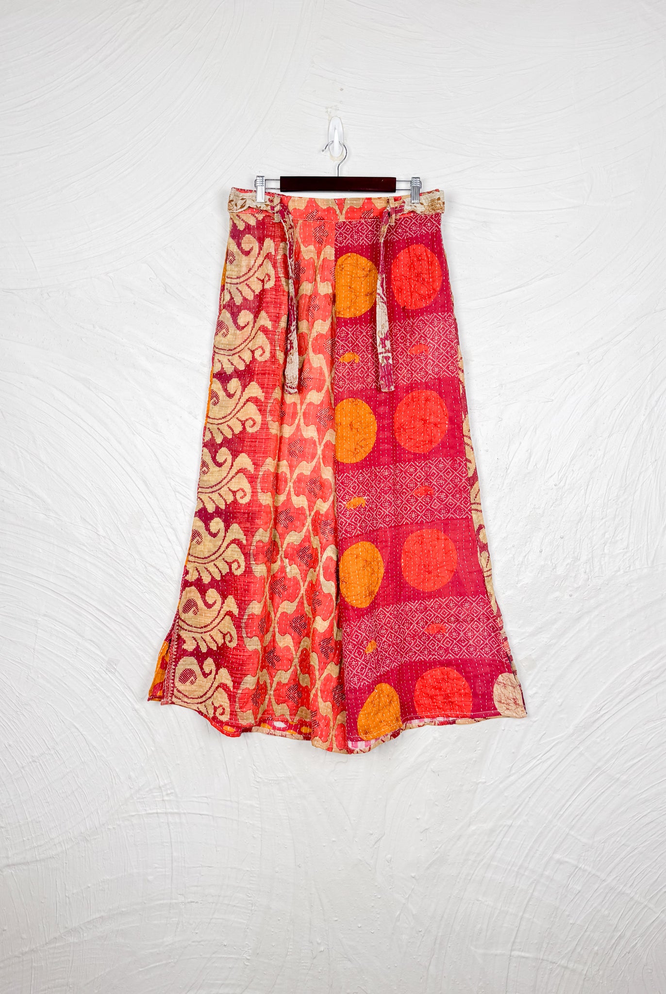 Red Orange Kantha pants - Love Protect Sustain