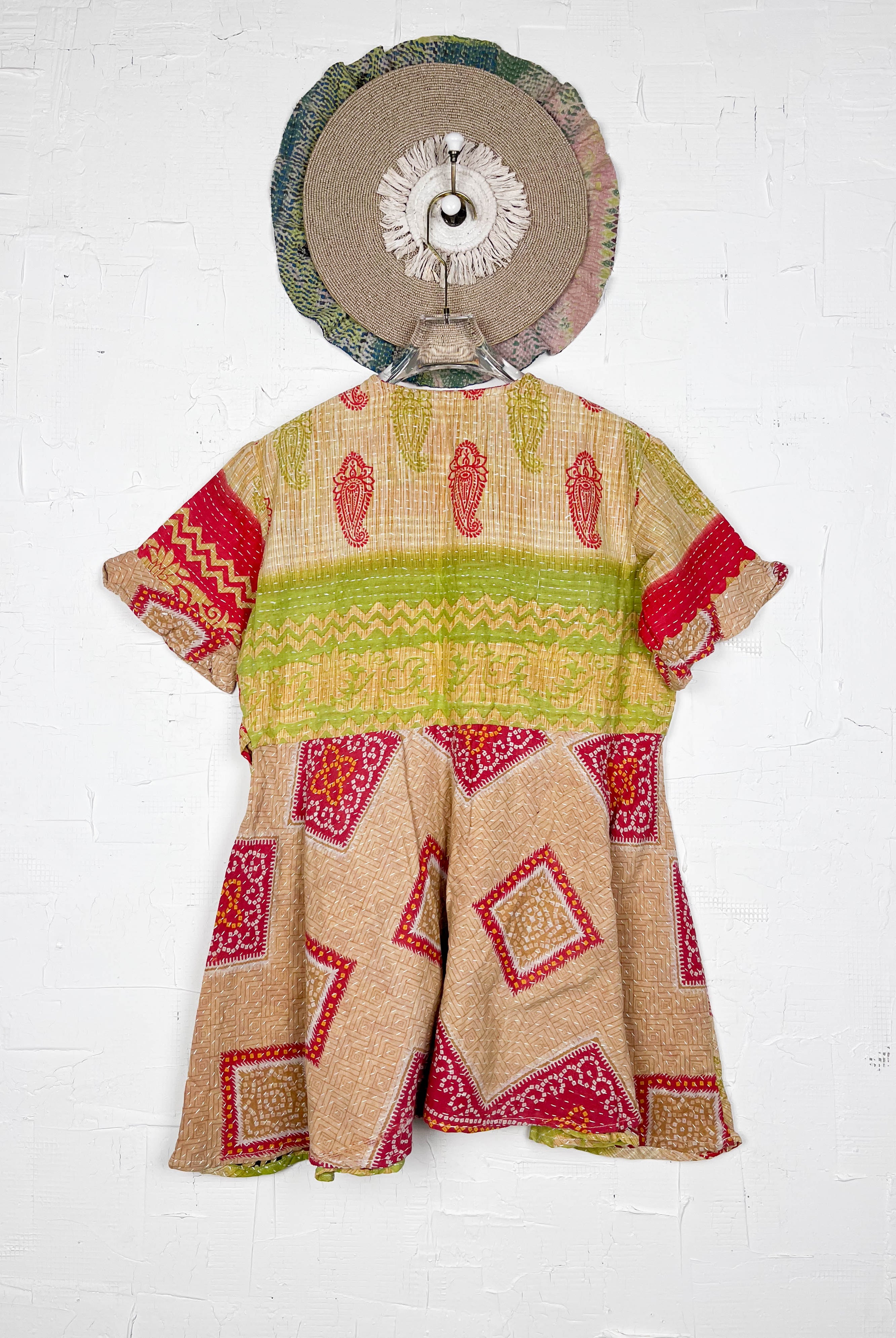 Red Yellow Kantha Dress - Love Protect Sustain